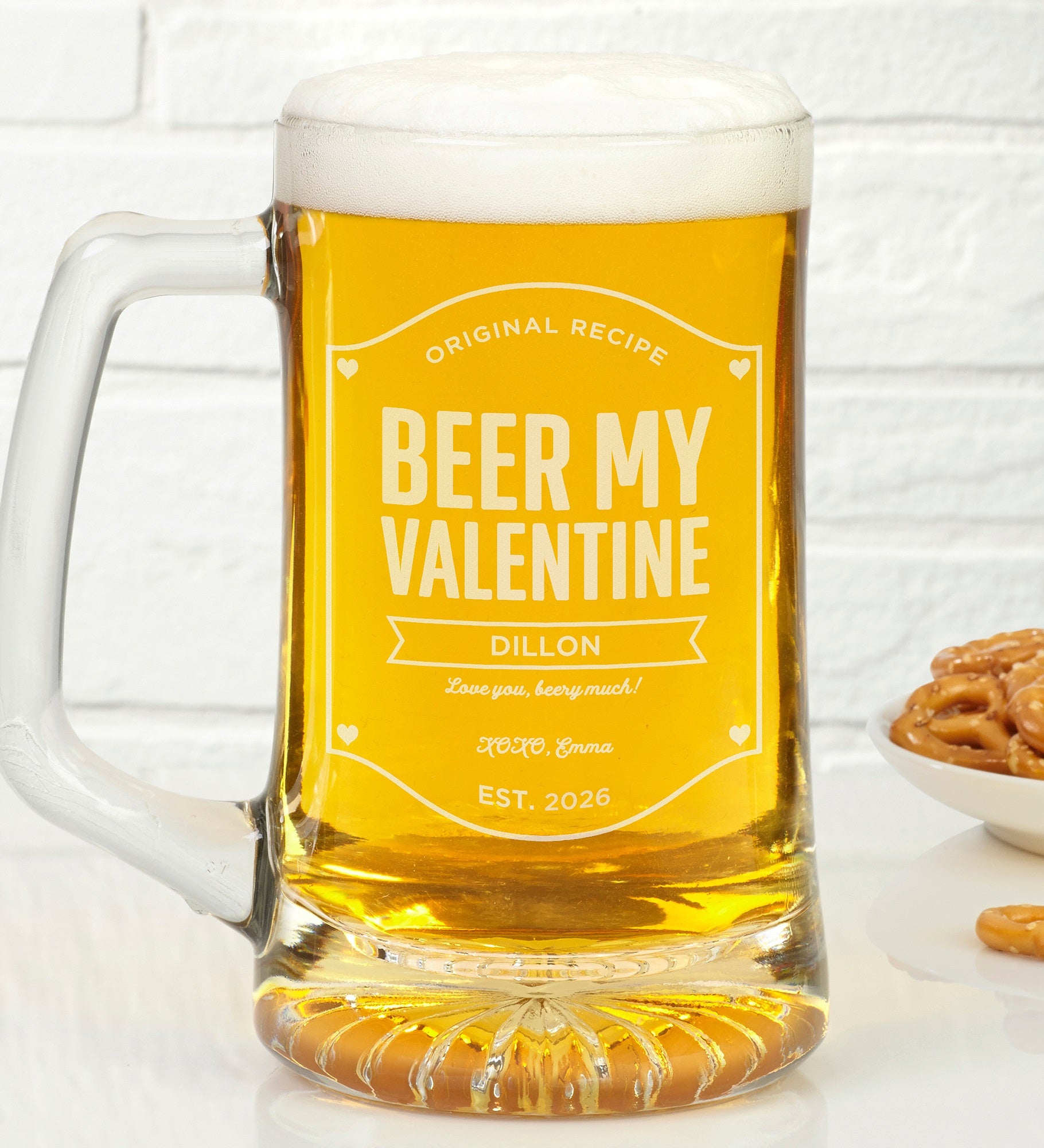 Beer My Valentine 25oz. Engraved Beer Mug