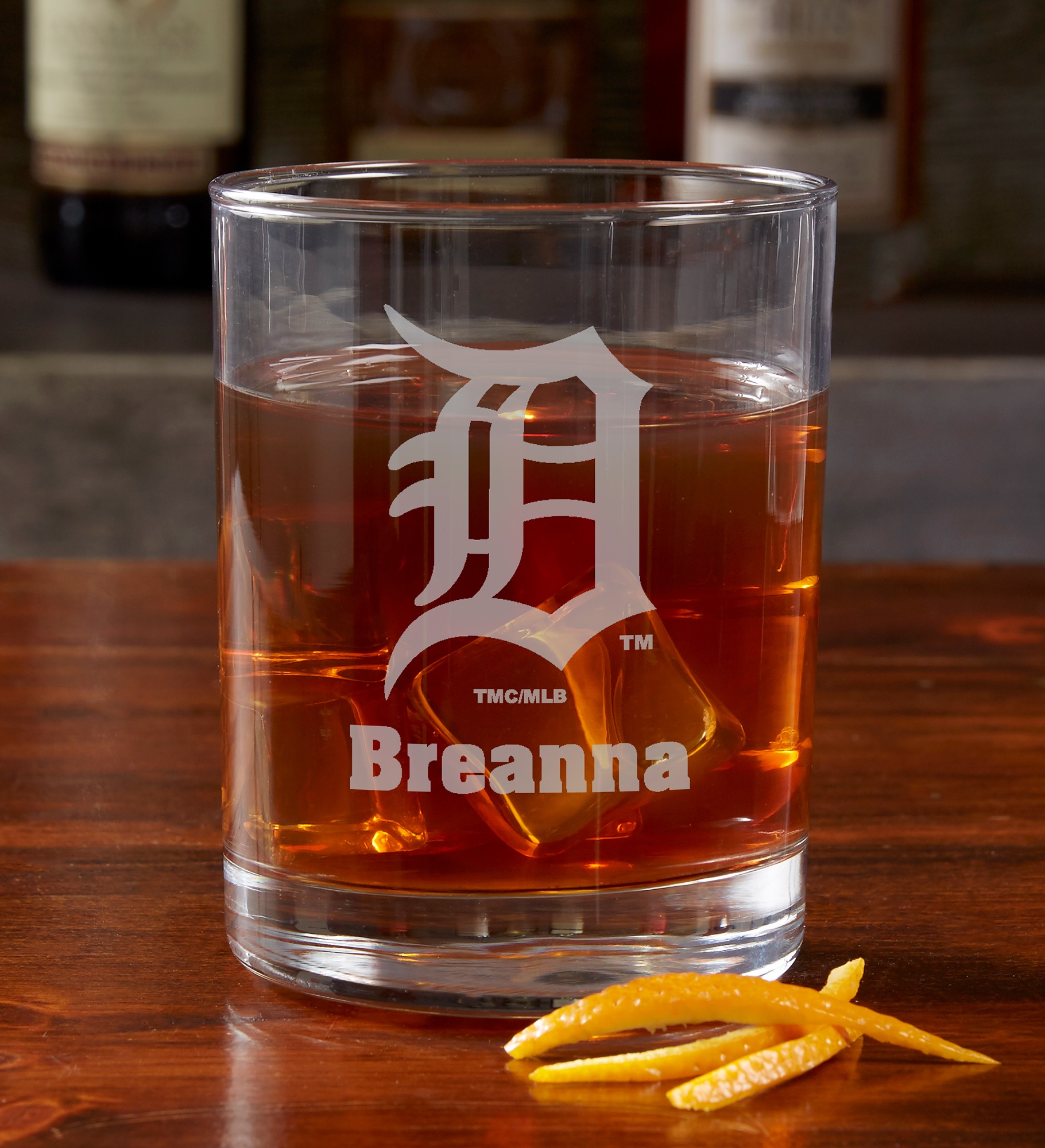 MLB Detroit Tigers Engraved Old Fashioned Whiskey Glasses