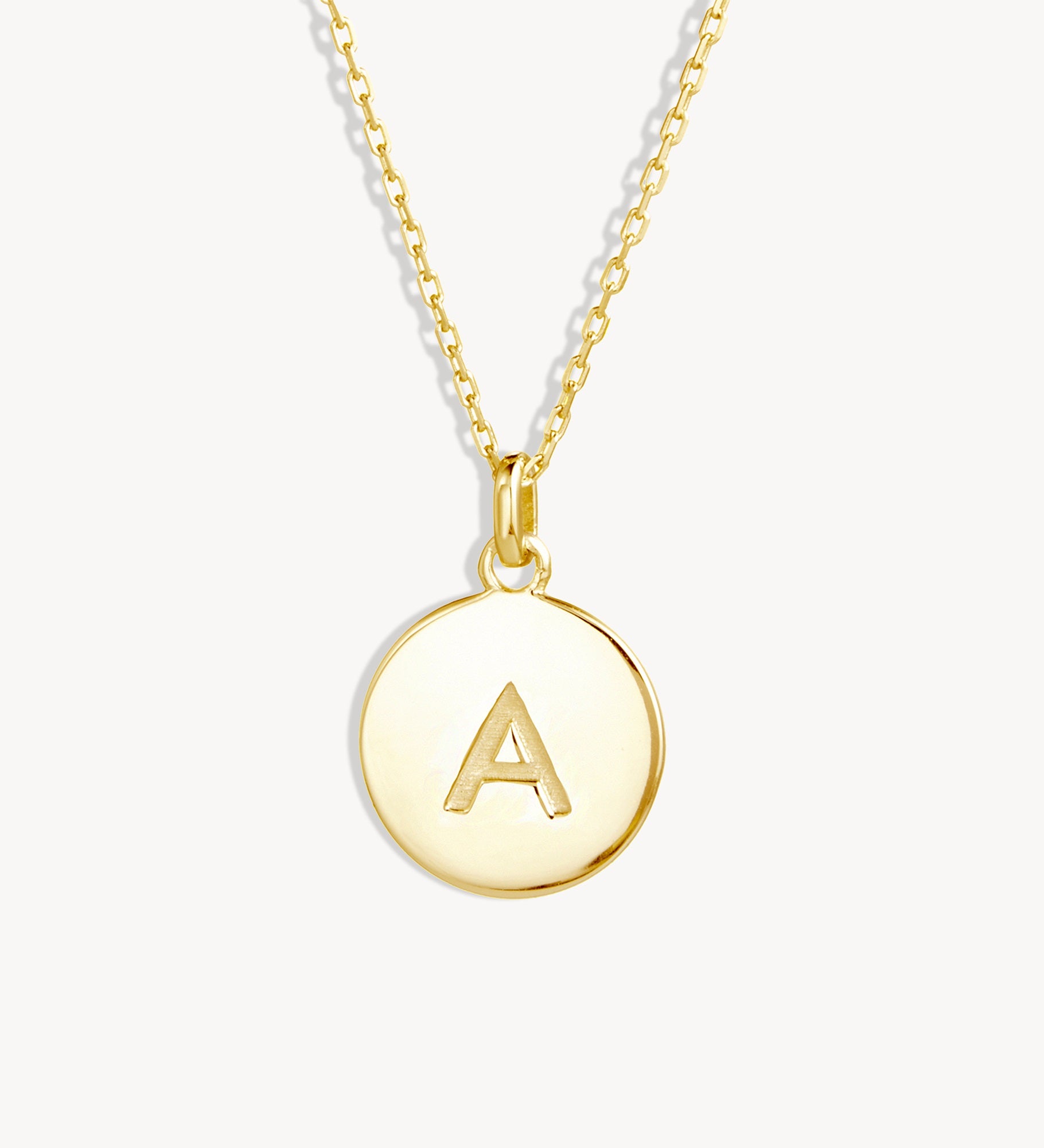 Engraved Initial Disc Necklace