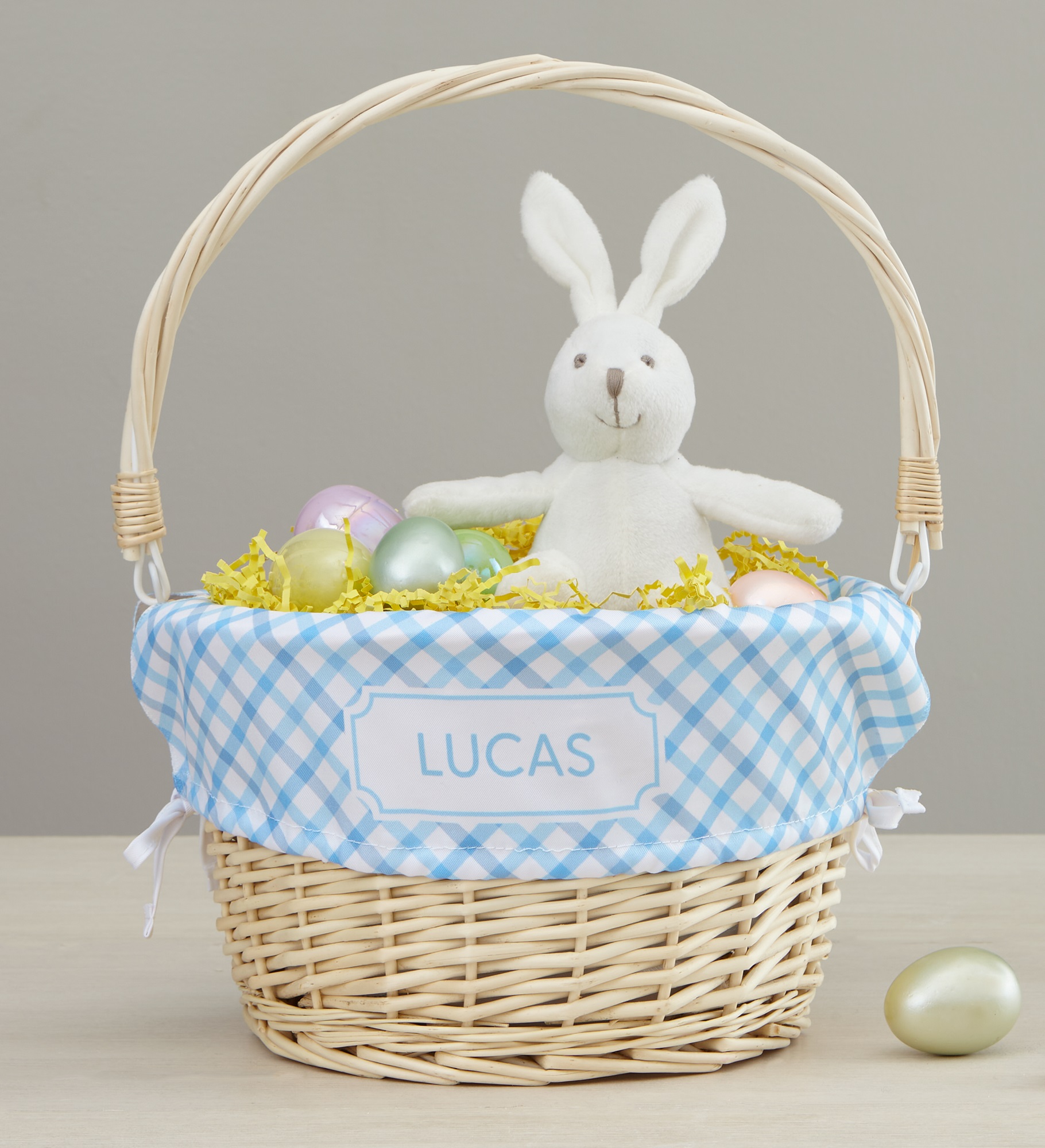 Rainbow Pattern Personalized Easter Basket with Folding Handle