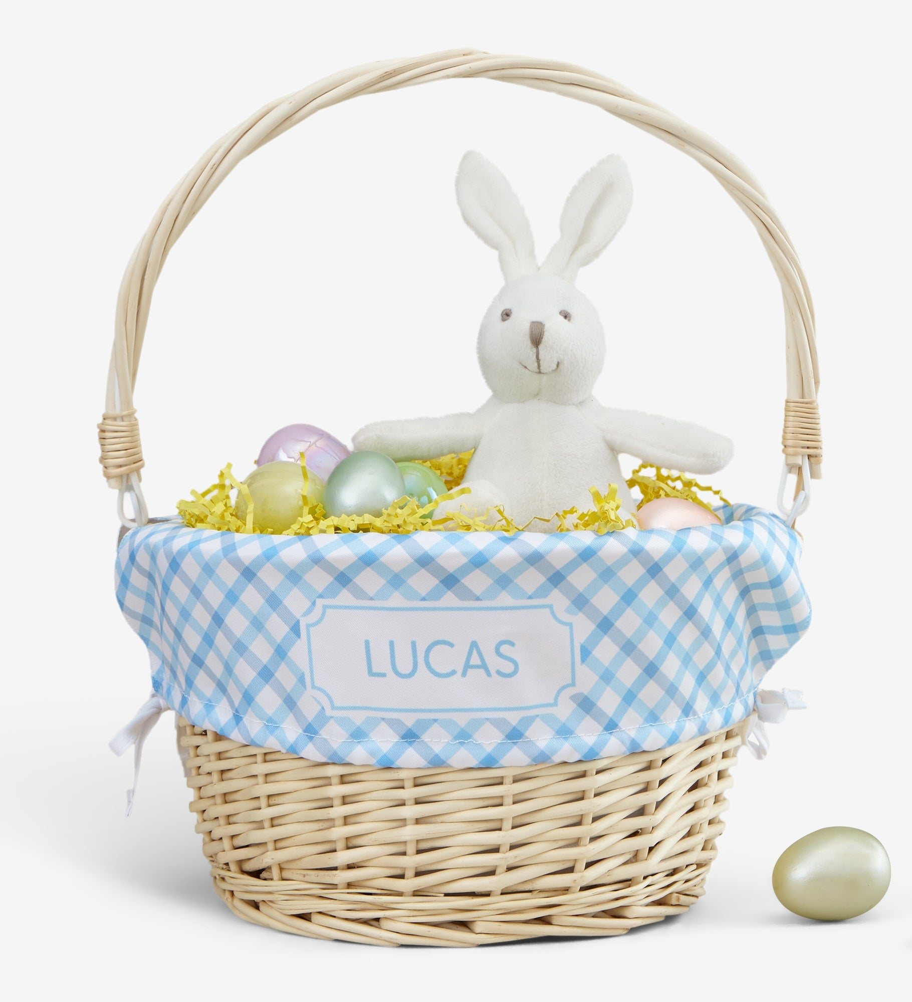 Rainbow Pattern Personalized Easter Basket with Folding Handle