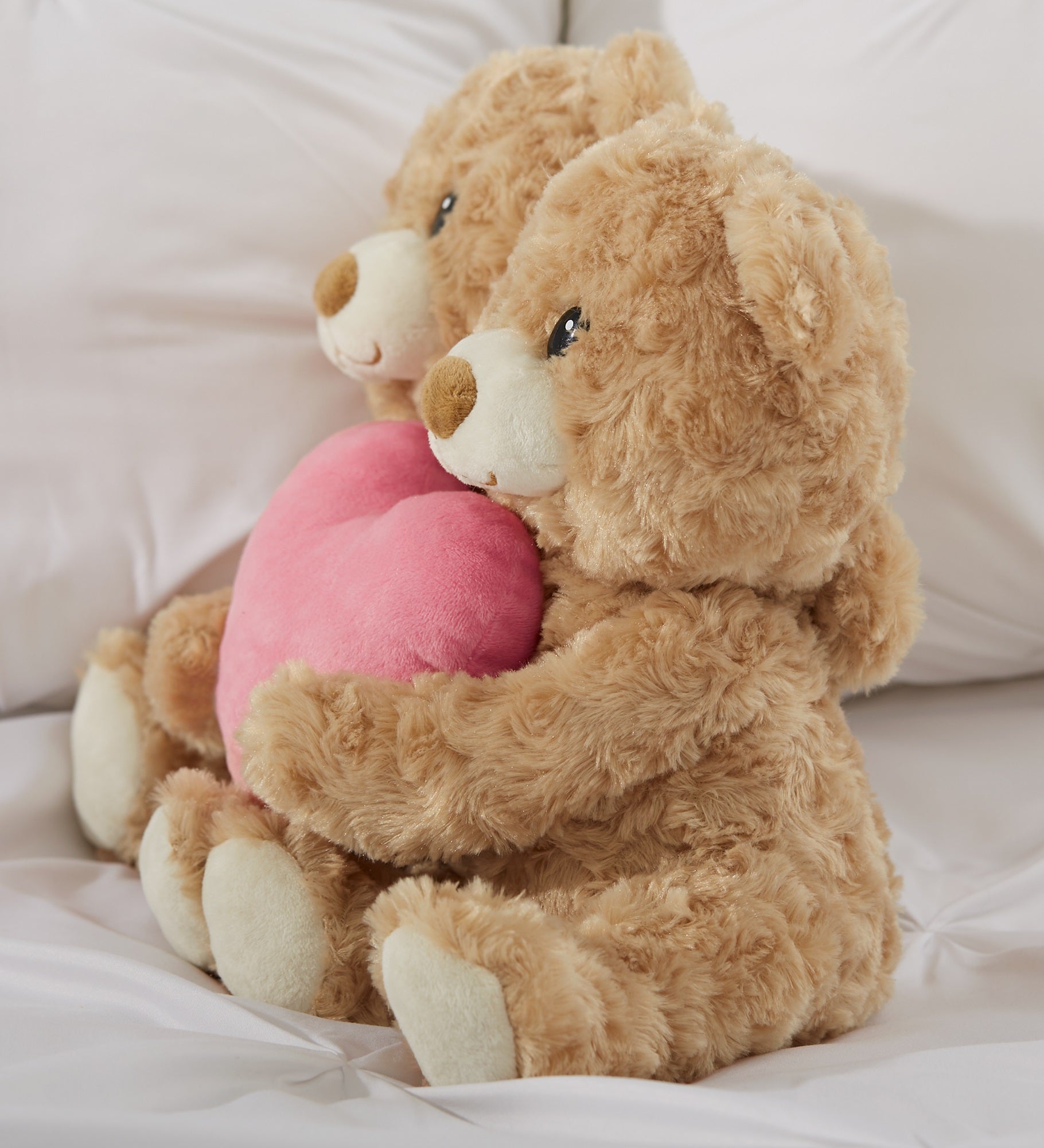 Romantic Personalized Hugging Bears with Pink Heart