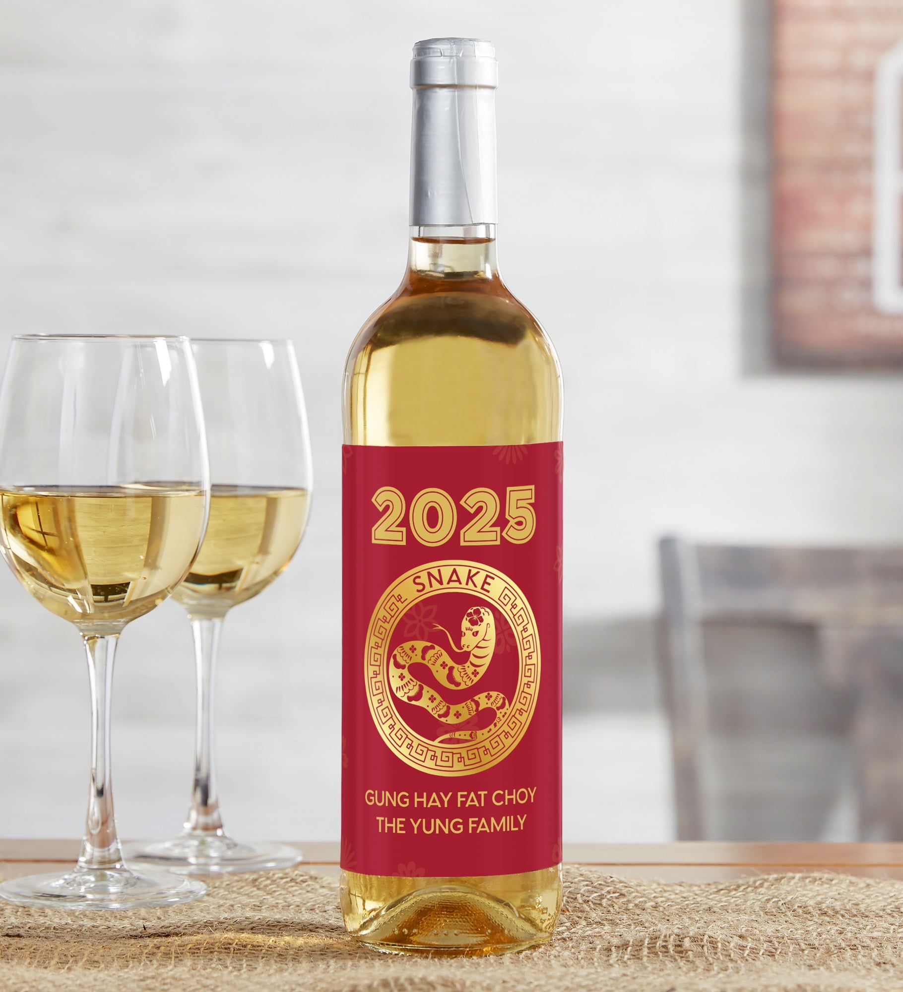 Lunar New Year Personalized Wine Bottle Label