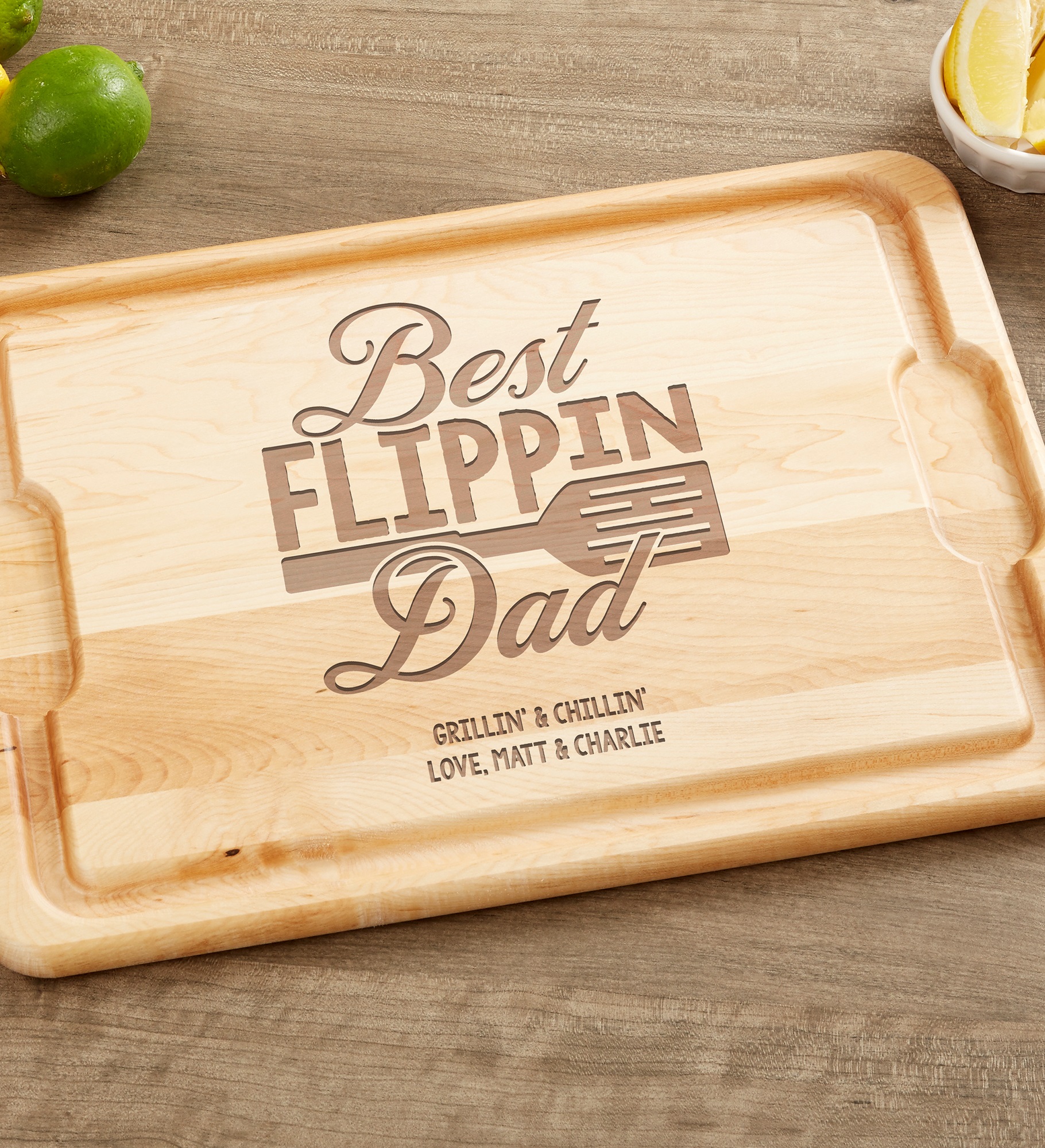 Best Flippin Dad Personalized Hardwood Cutting Board