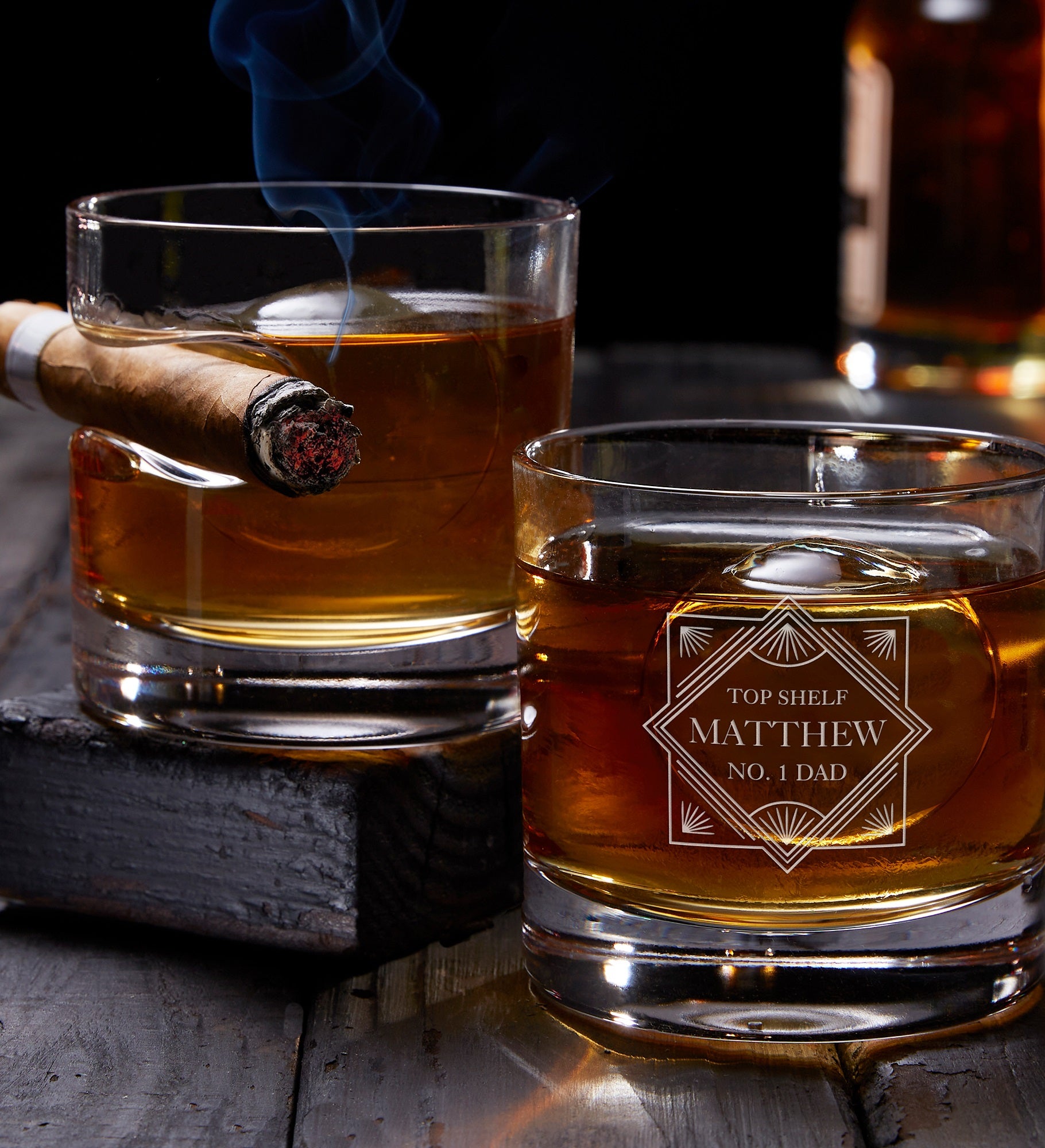 Top Shelf Dad Personalized Cigar Glasses Set of 2 