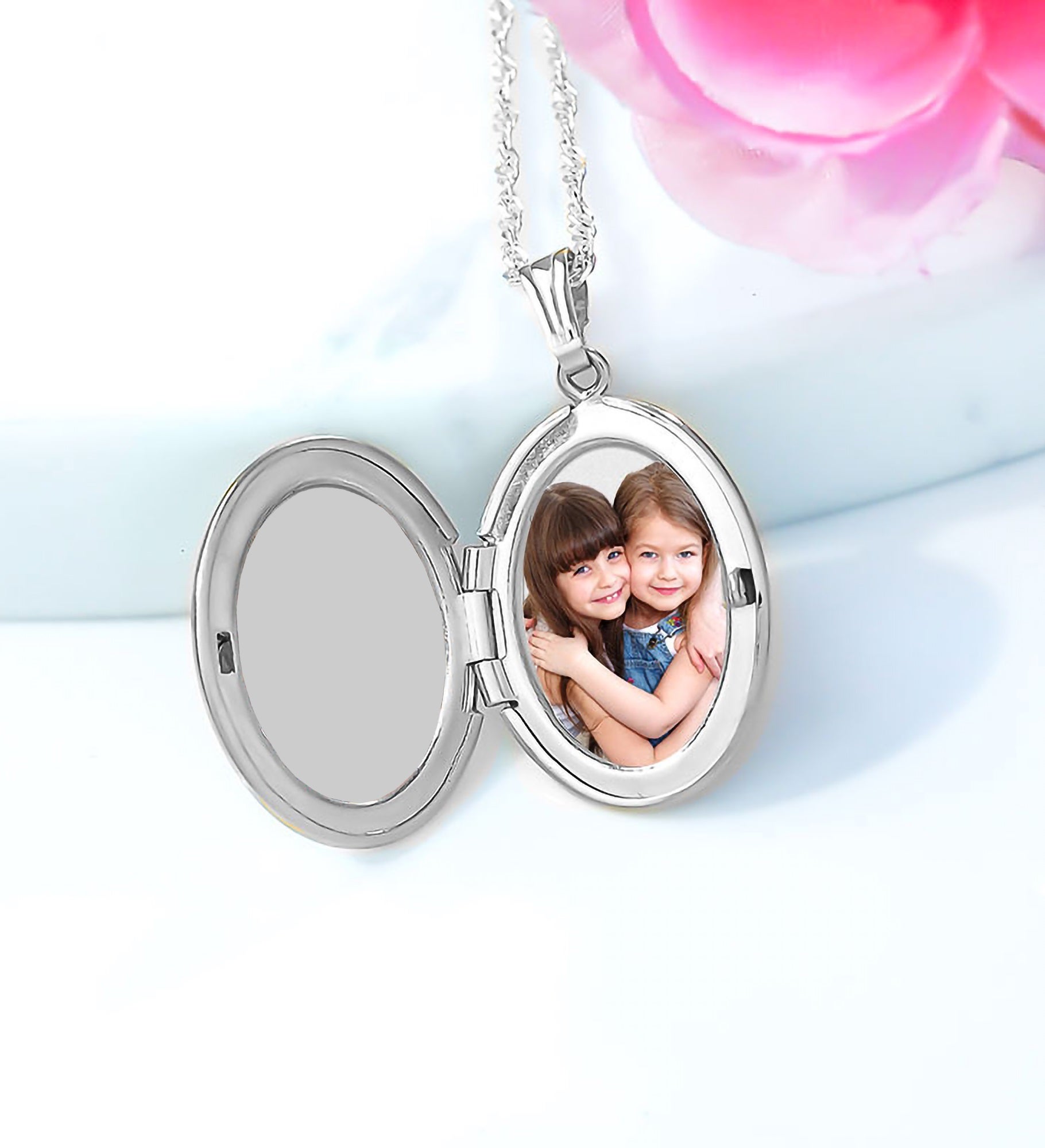 Engraved Photo Oval Locket