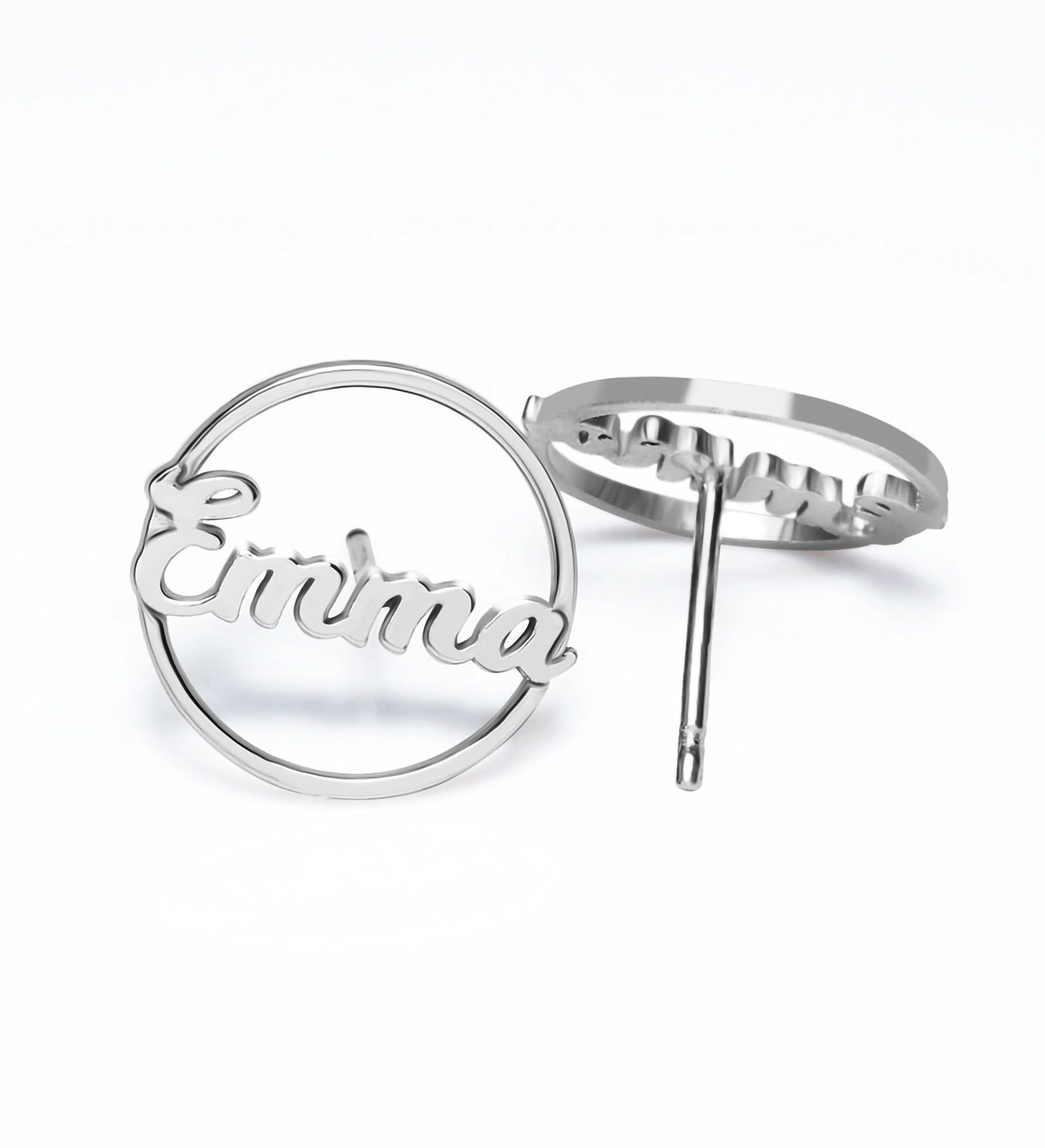 Personalized Circle Script Name Earrings