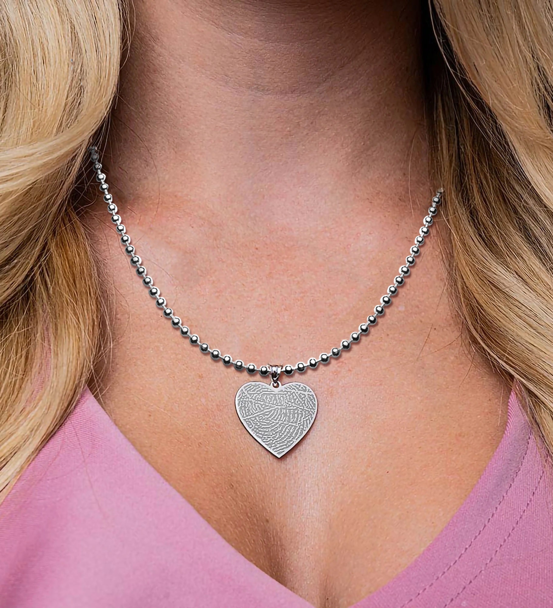 Custom Memorial Heart Fingerprint Pendant