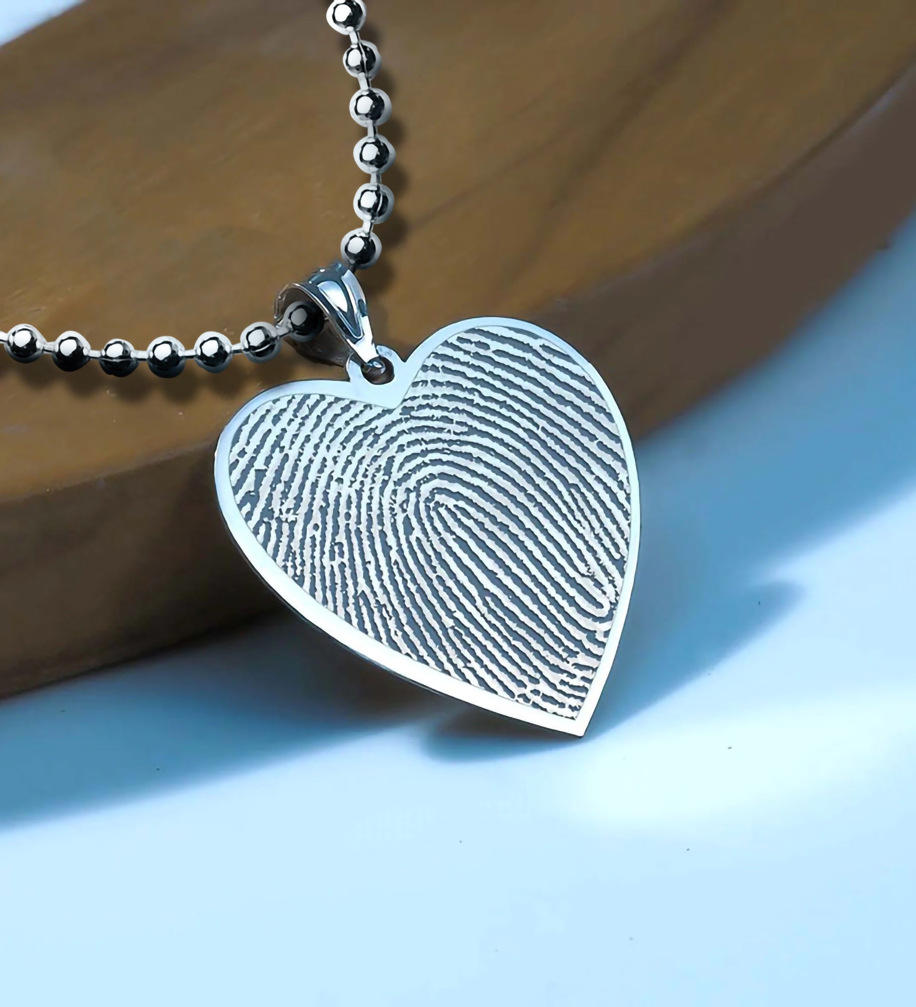 Custom Memorial Heart Fingerprint Pendant
