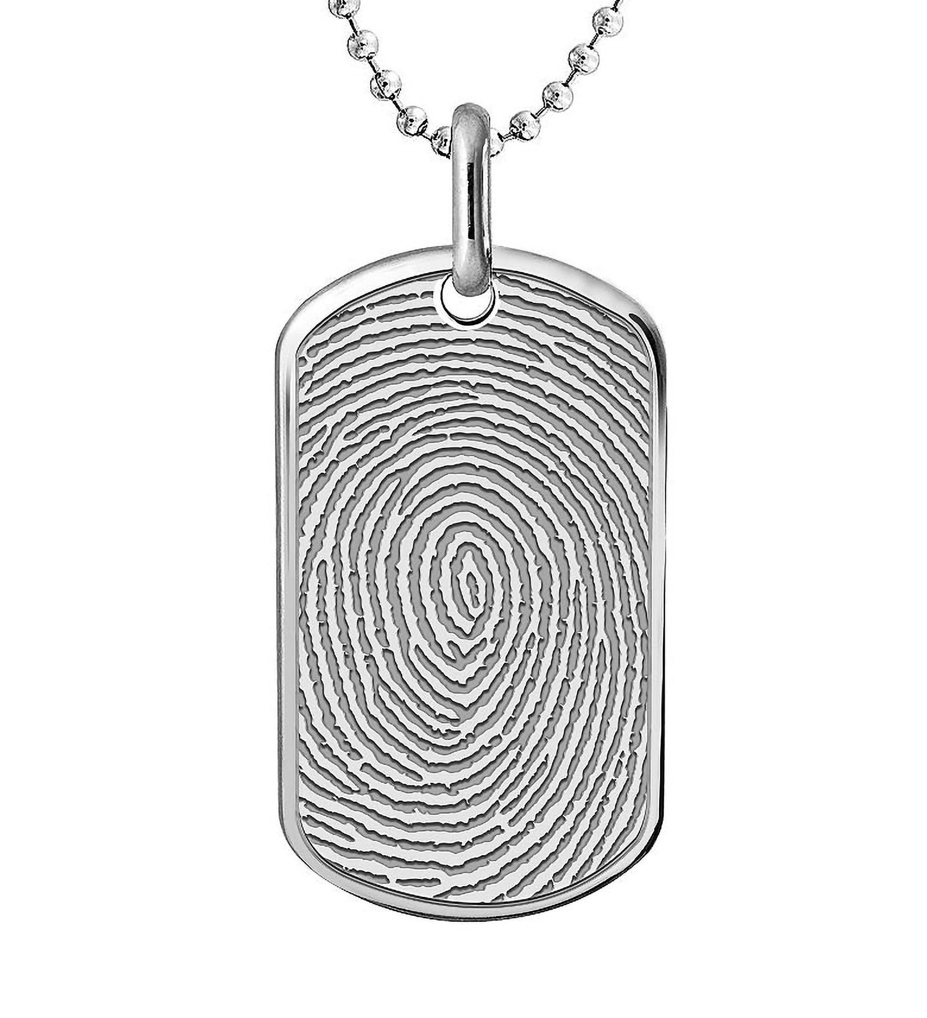 Custom Memorial Dog Tag Fingerprint Pendant