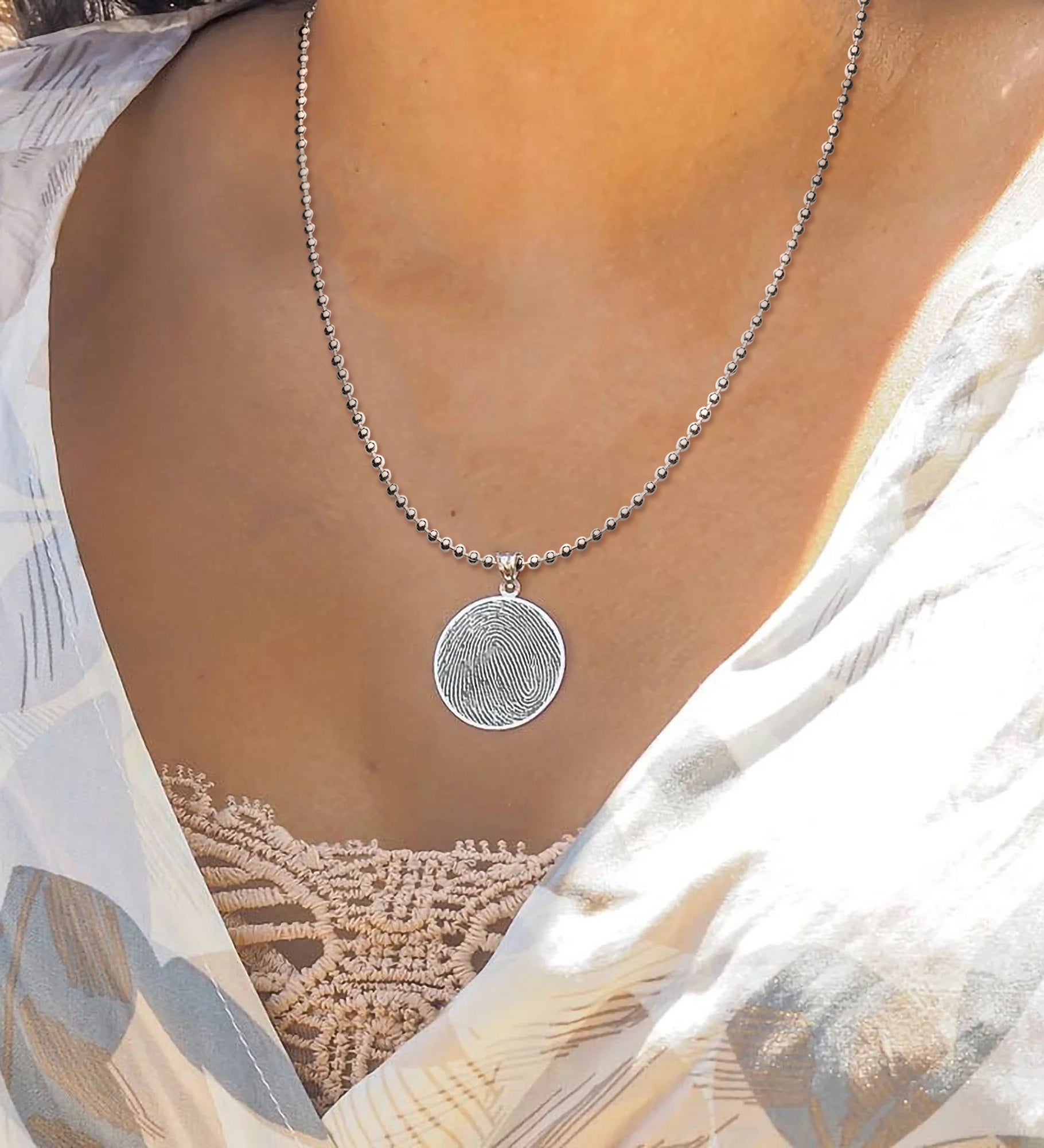 Custom Memorial Round Fingerprint Pendant