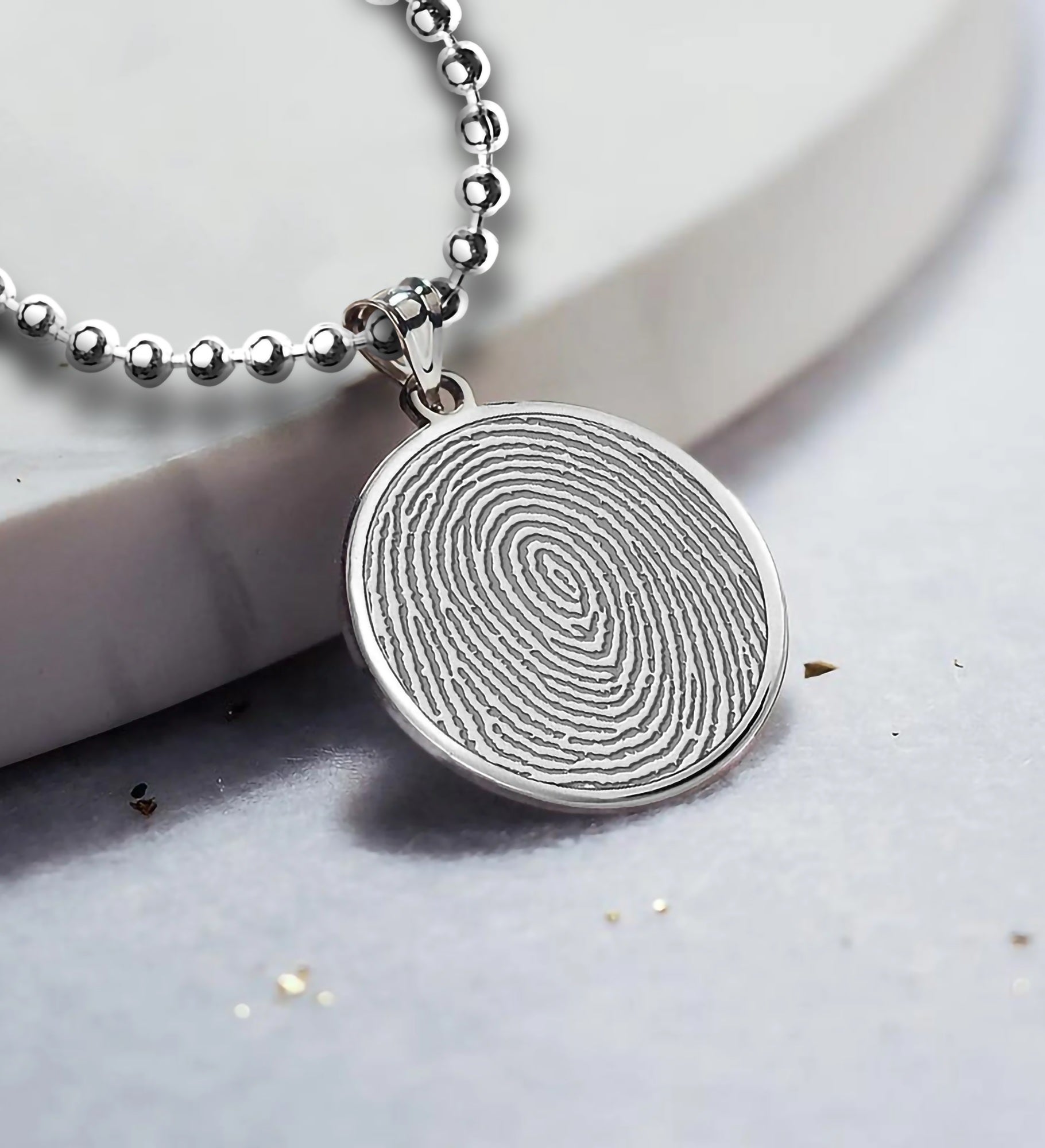Custom Memorial Round Fingerprint Pendant