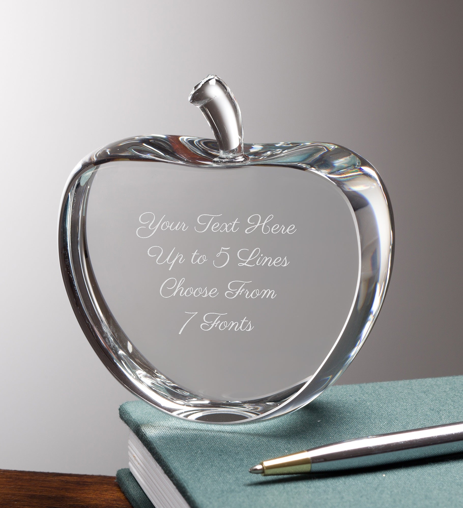 Engraved Message Crystal Apple Keepsake