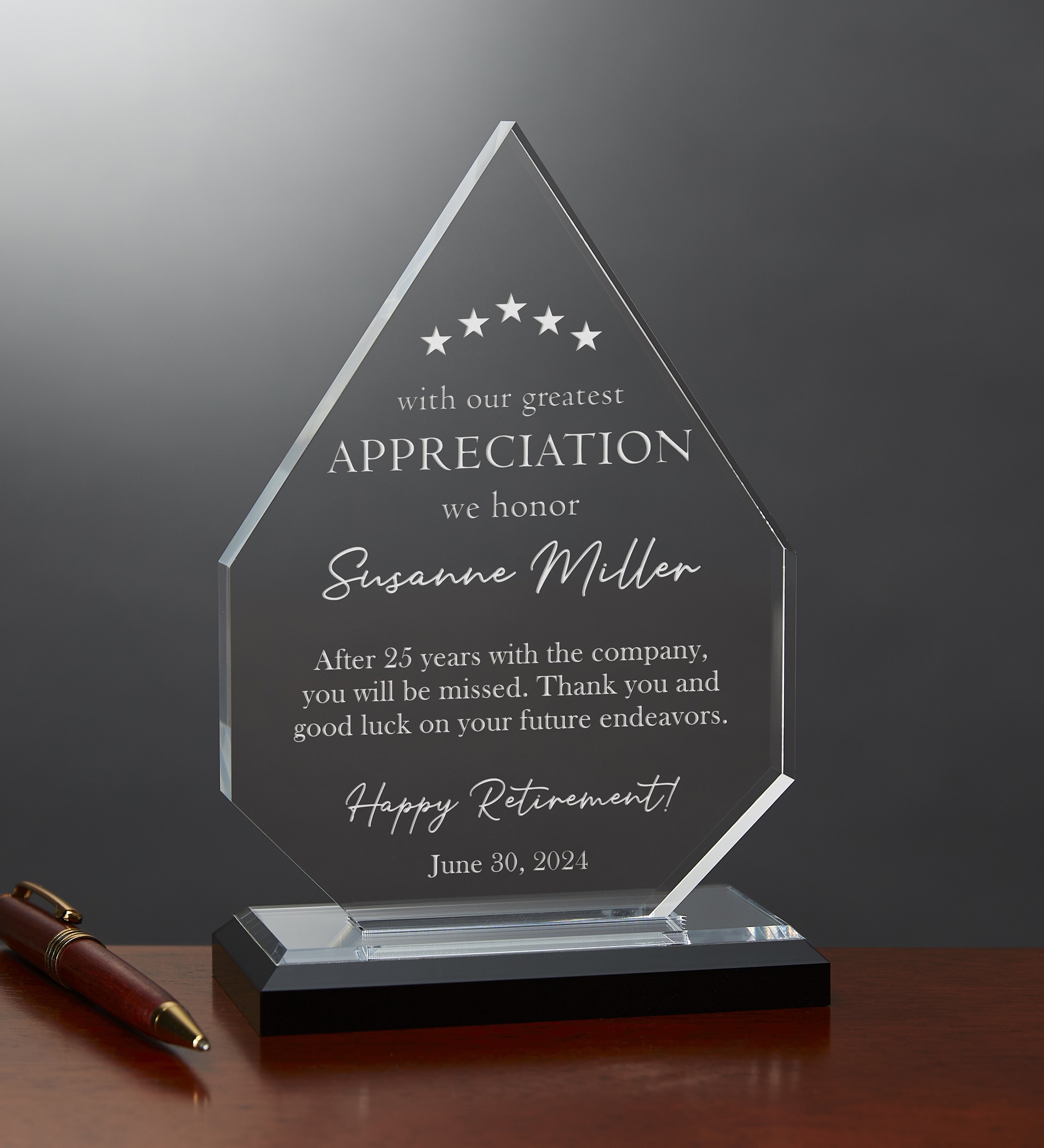 Greatest Appreciation Personalized Diamond Award