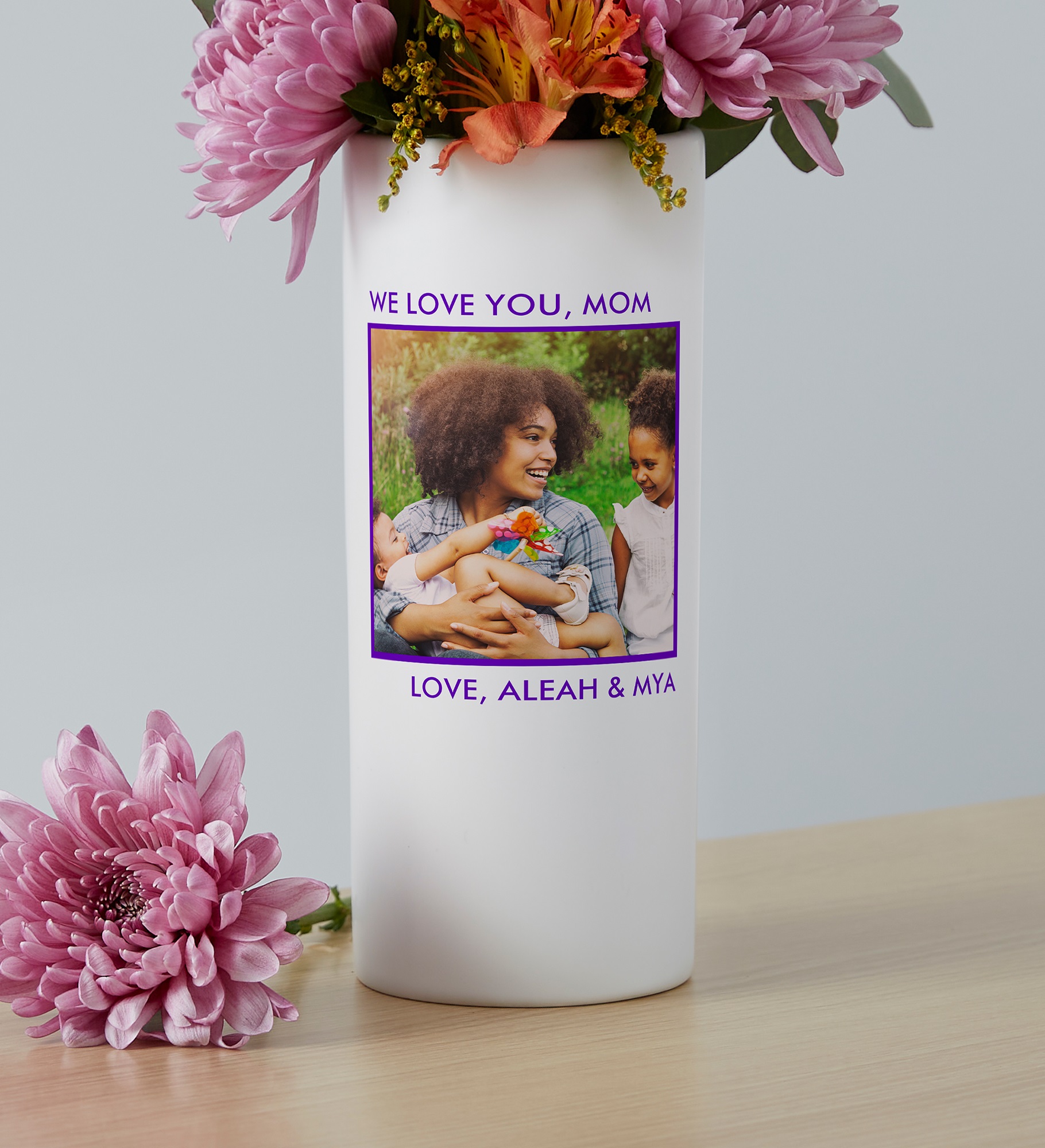 Picture Perfect Personalized White Photo Vase for Mom