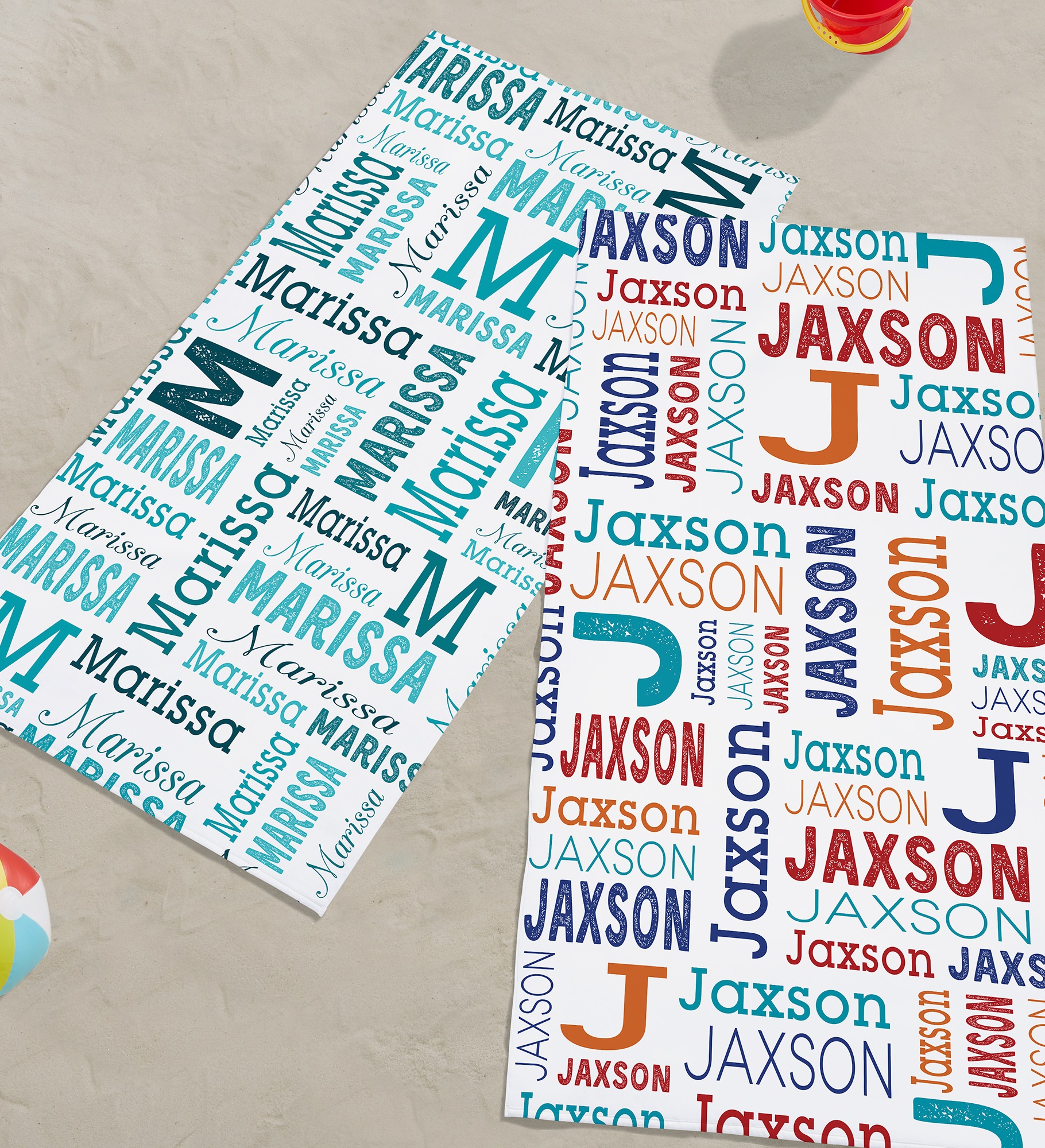 Trendy Repeating Name Personalized Beach Towel