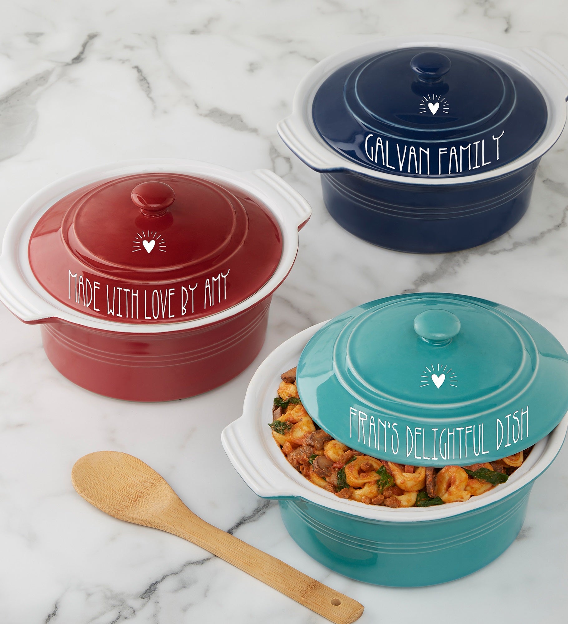 Made With Love Classic Personalized Round Casserole Dish With Lid