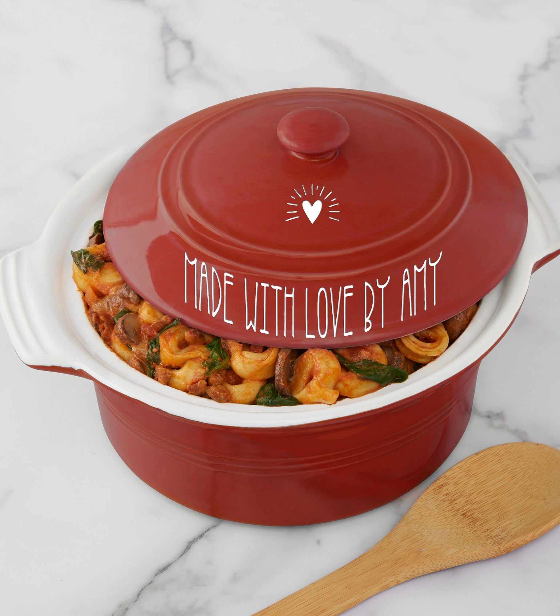 Made With Love Classic Personalized Round Casserole Dish With Lid