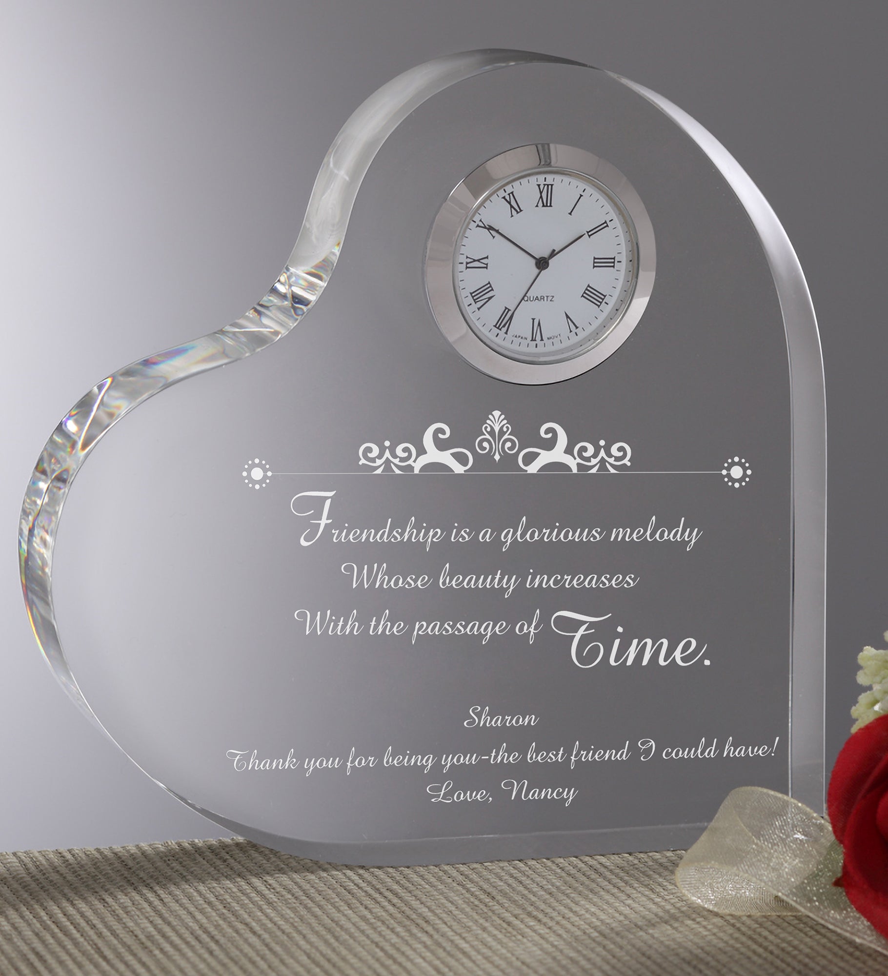 Beauty of Friendship Personalized Heart Clock