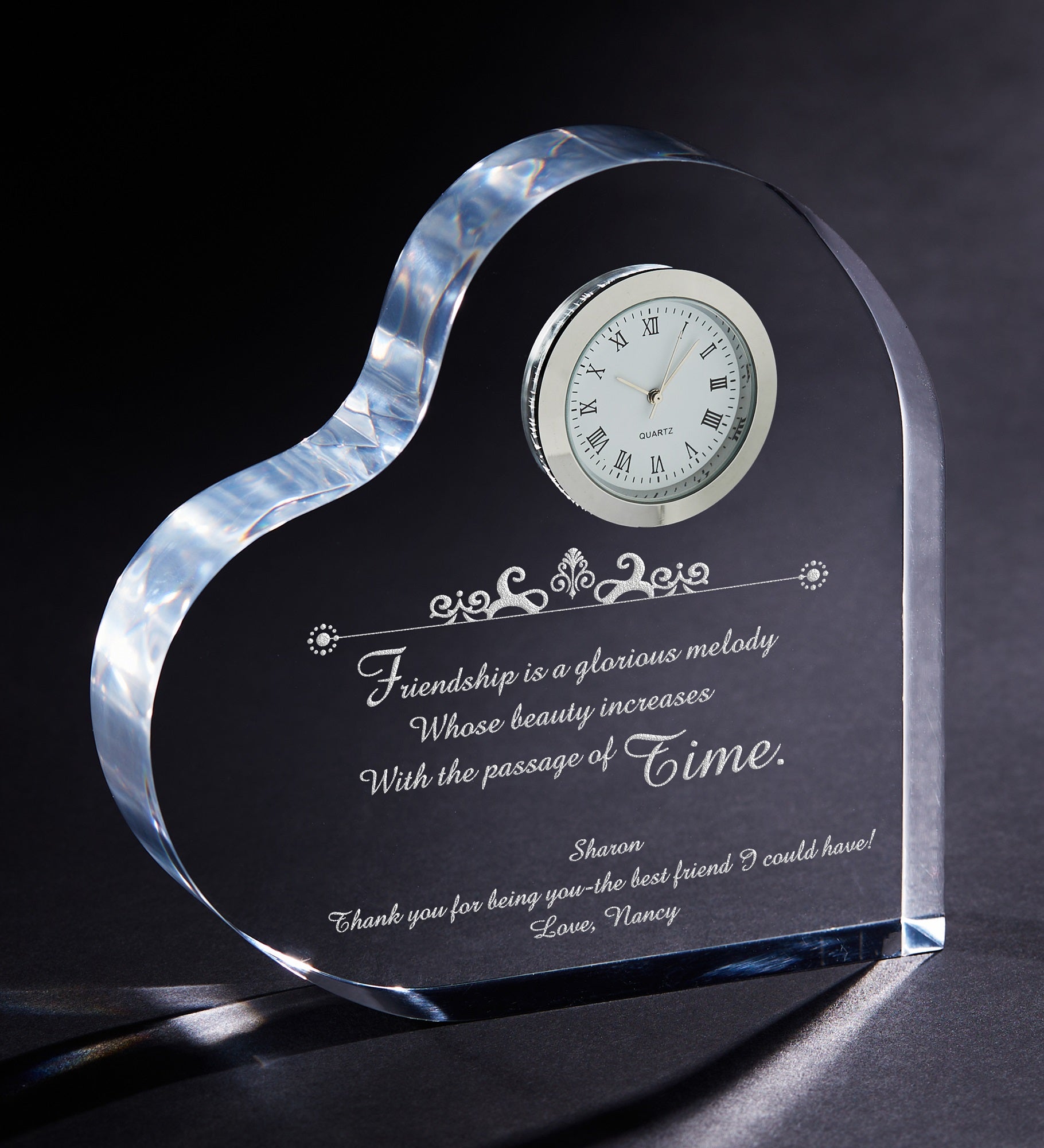 Beauty of Friendship Personalized Heart Clock