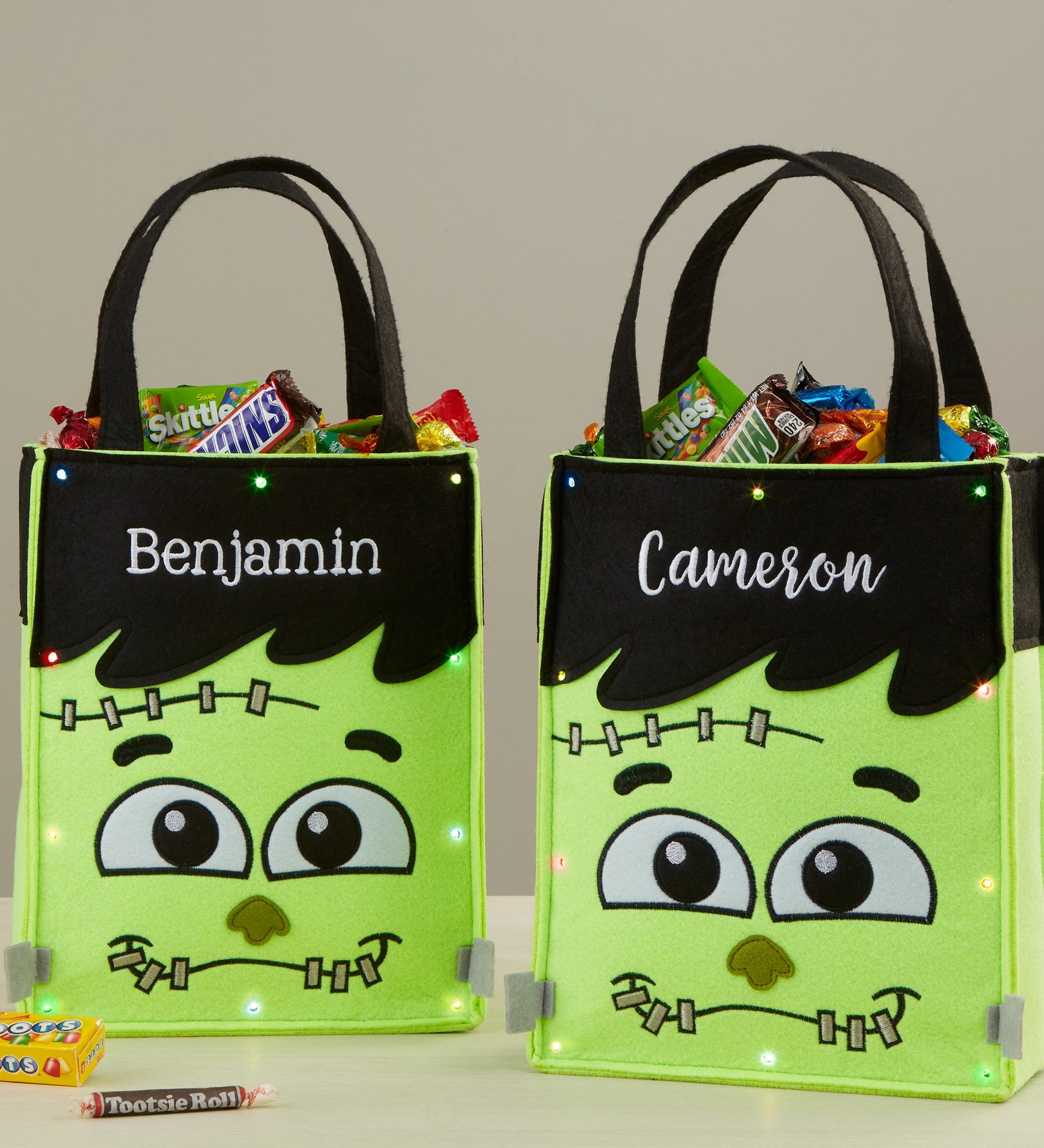 Frankie Embroidered Light Up Halloween Treat Bag