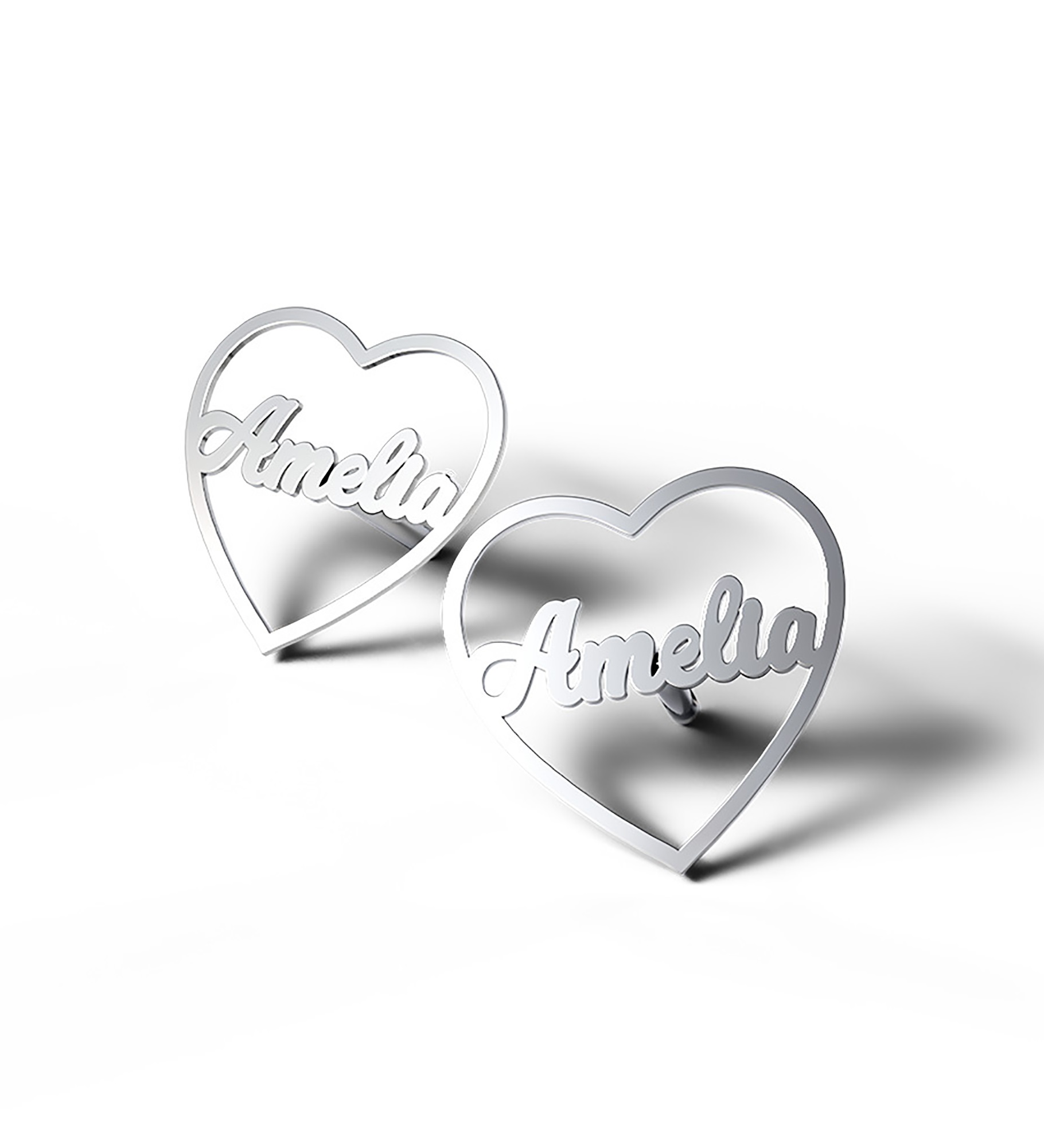 Personalized Heart Script Name Earrings
