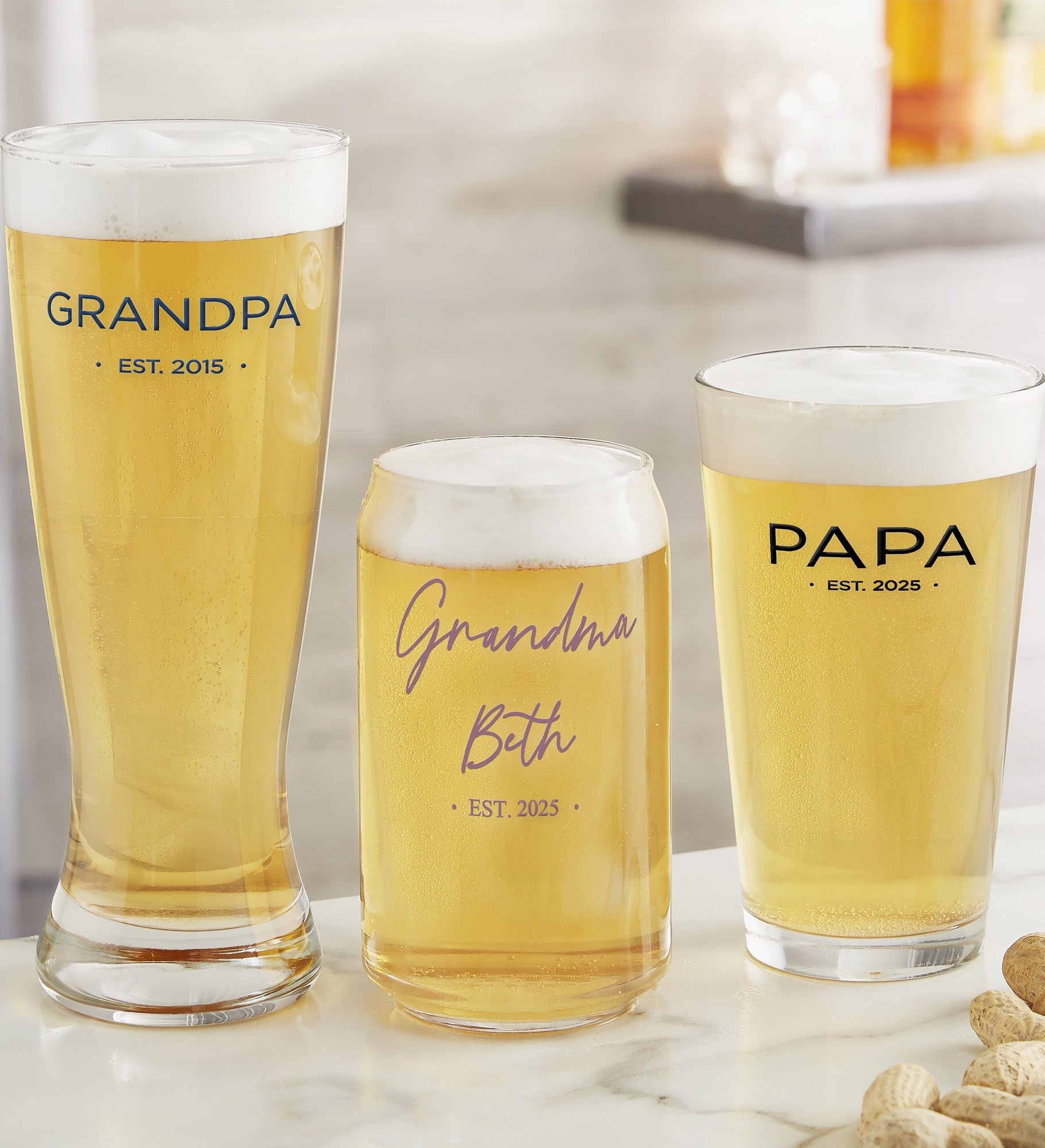Grandma & Grandpa Established Custom Printed Beer Glass