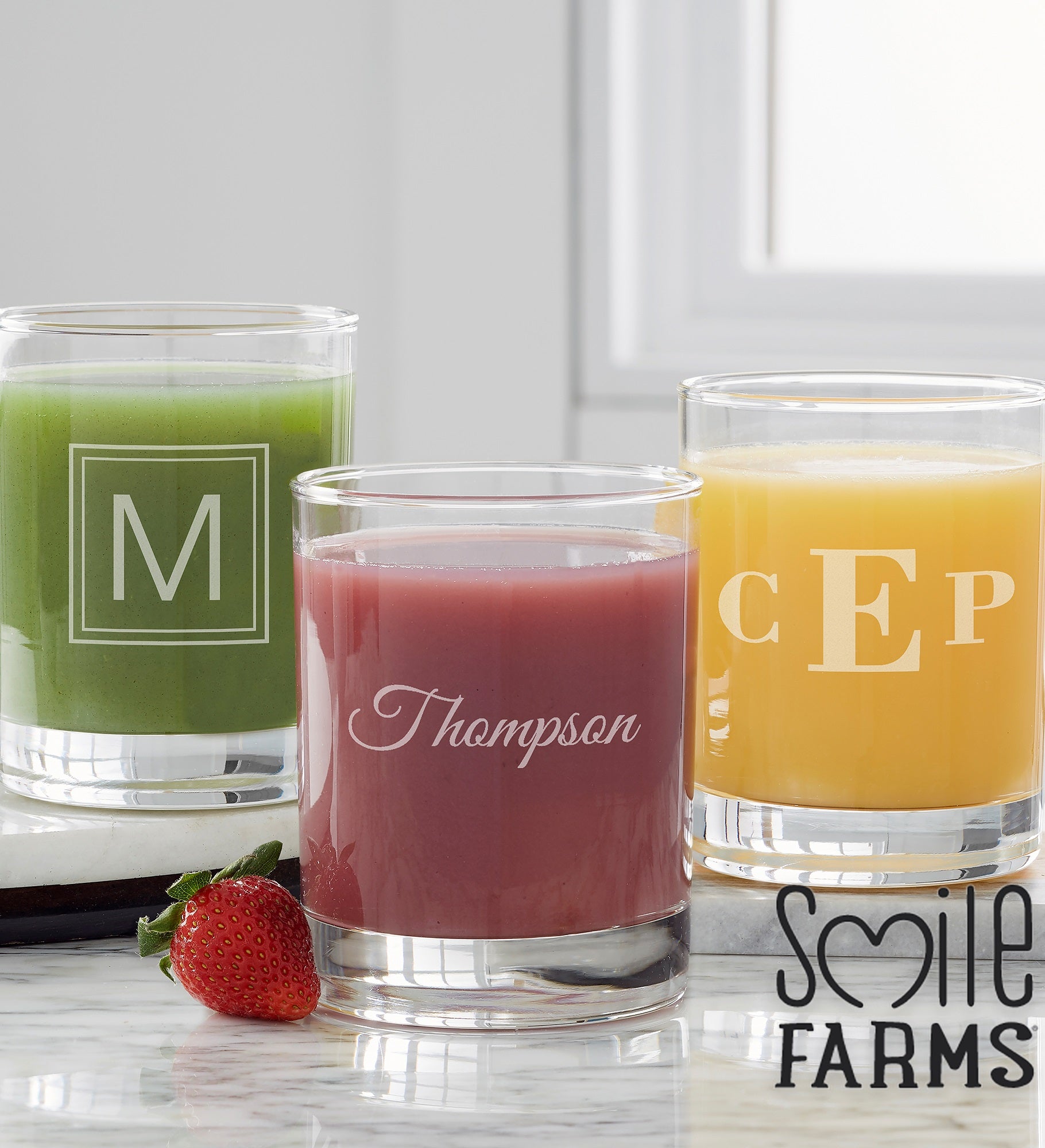 Smile Farms   Classic Celebrations Etched Everyday Drinking Glasses