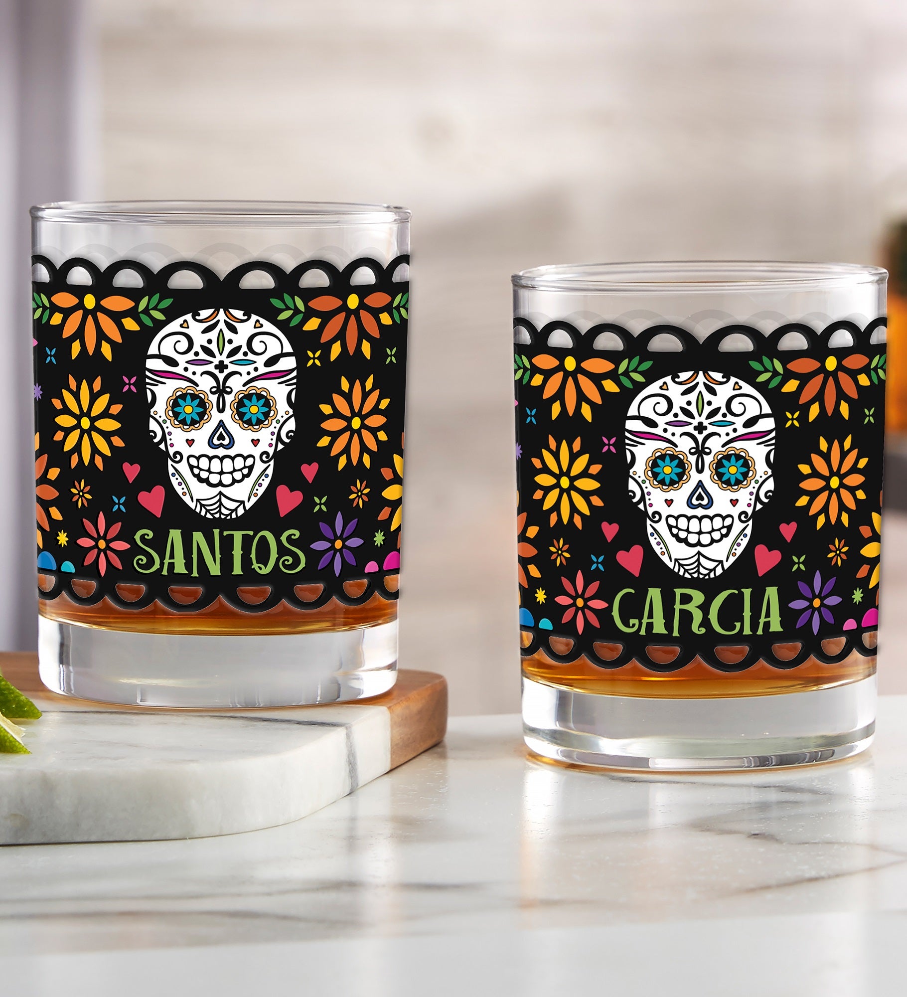 Day of the Dead Personalized Drinking Glasses