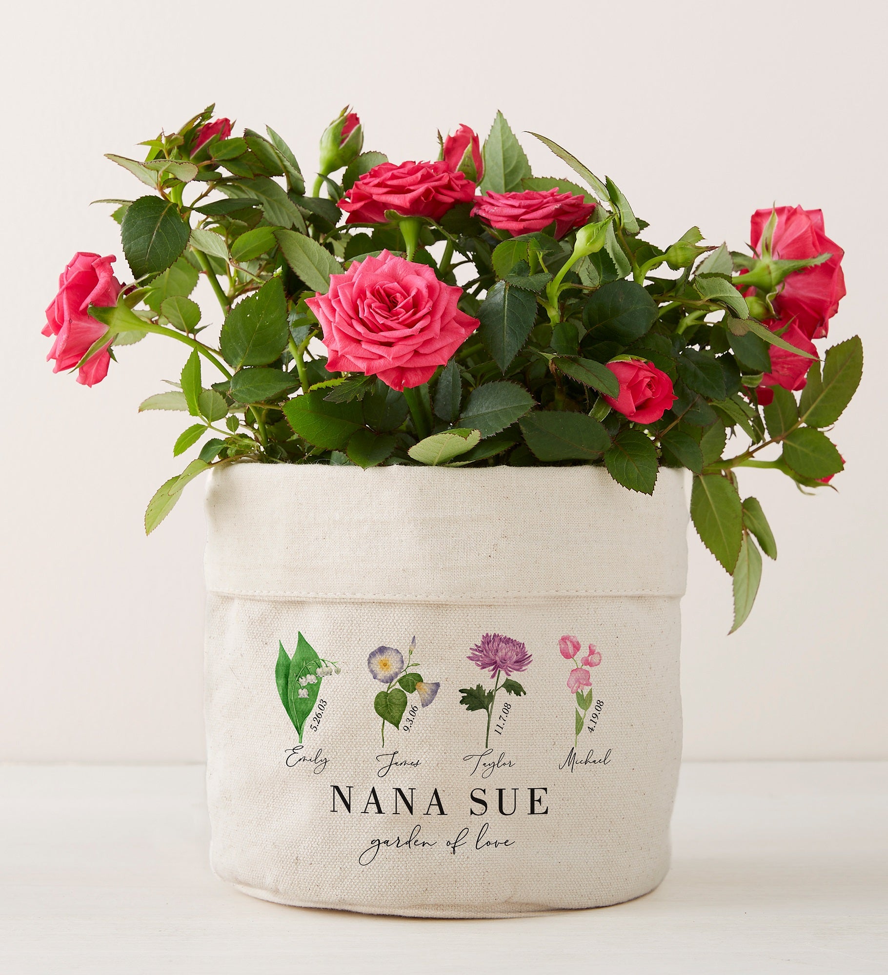 Birth Month Flower Personalized Canvas Flower Planter