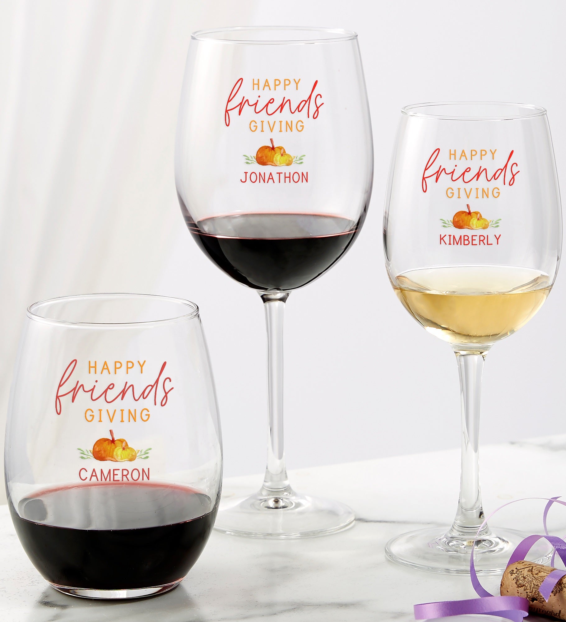 Friendsgiving Personalized Wine Glasses