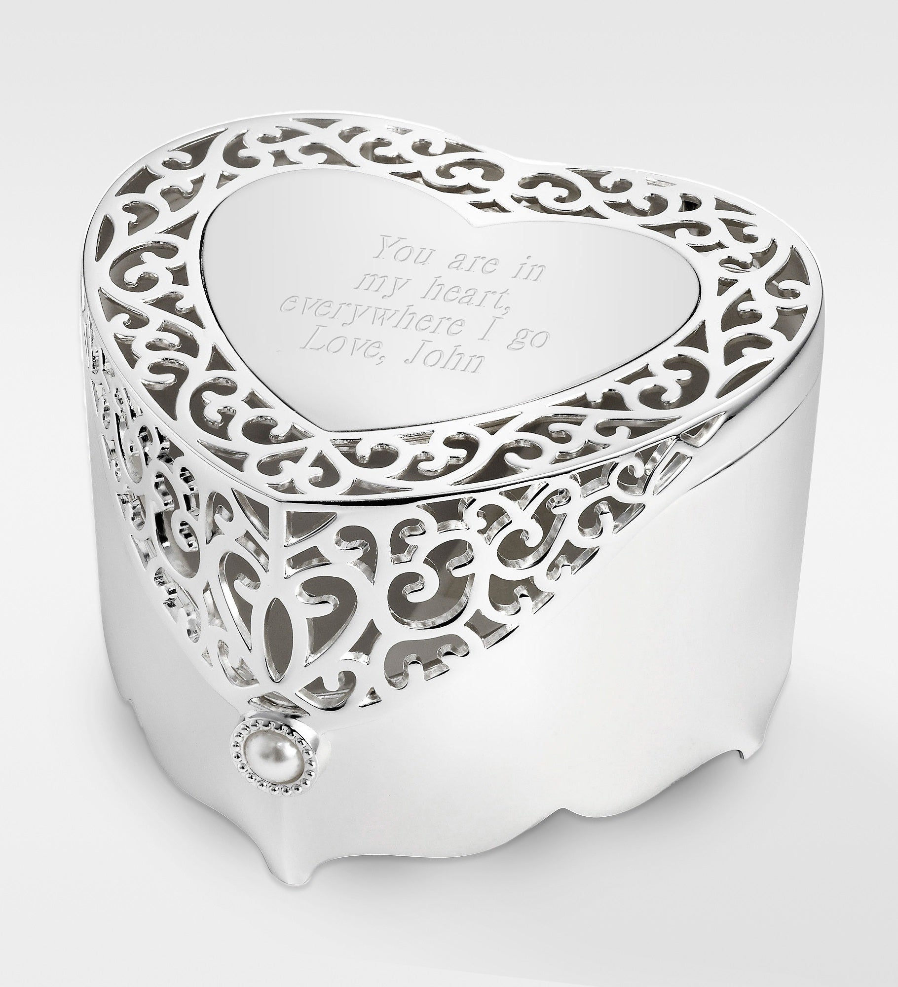 Engraved Scroll Heart Keepsake Box for Her
