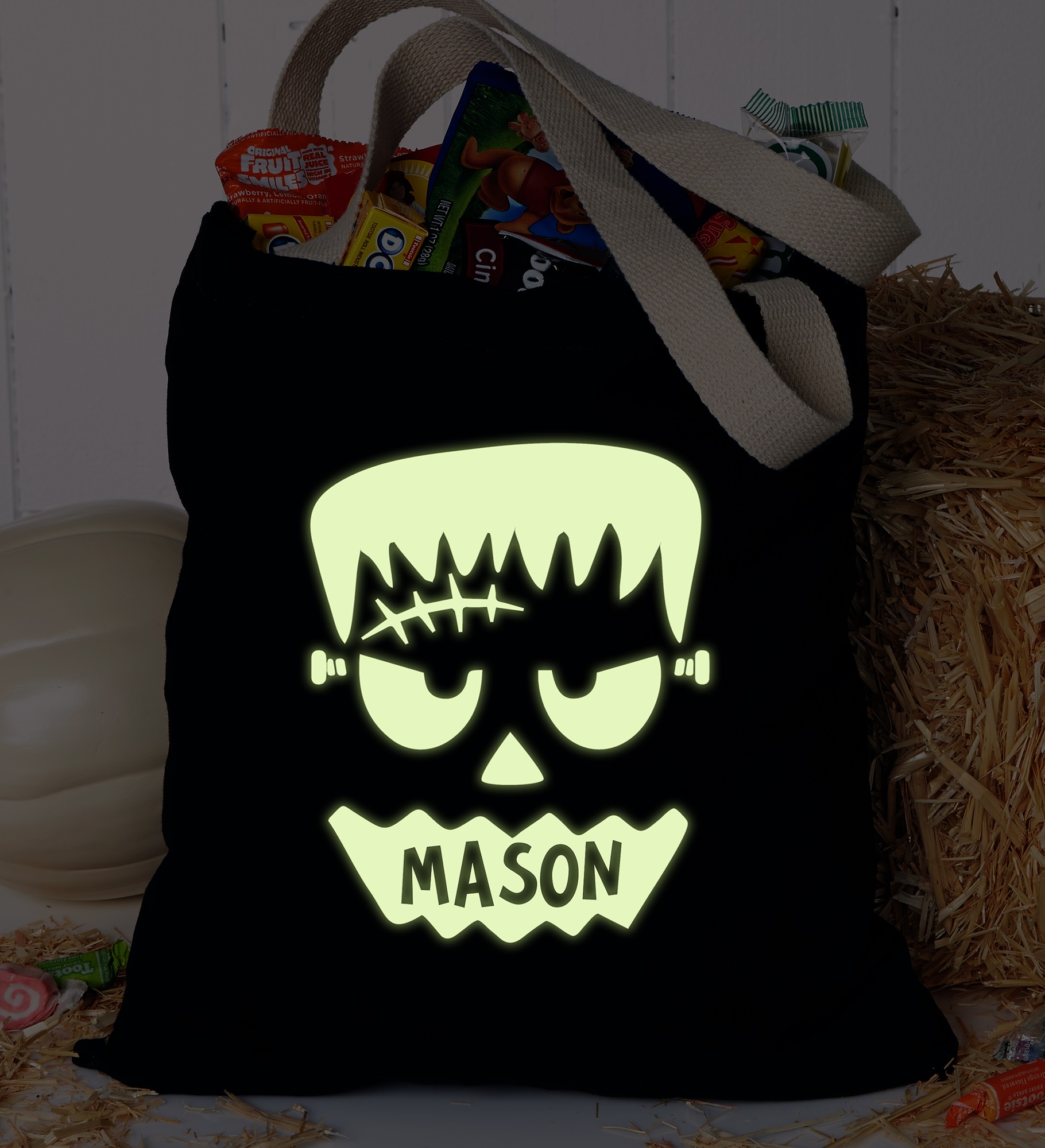 Glow-In-The-Dark Frankie Personalized Halloween Treat Bag