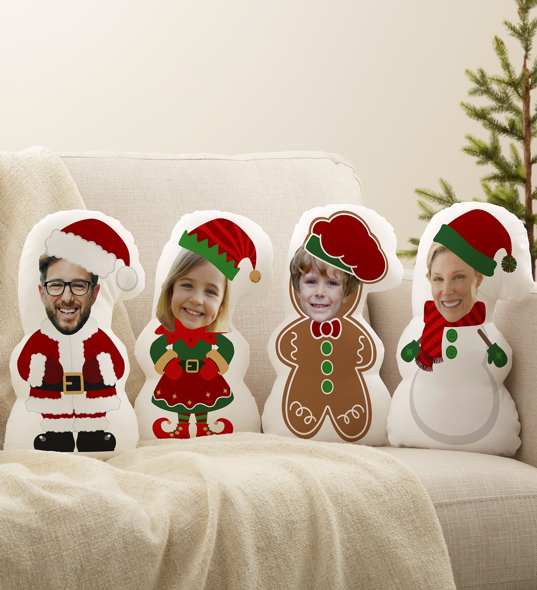 Christmas Character Personalized Photo Throw Pillow