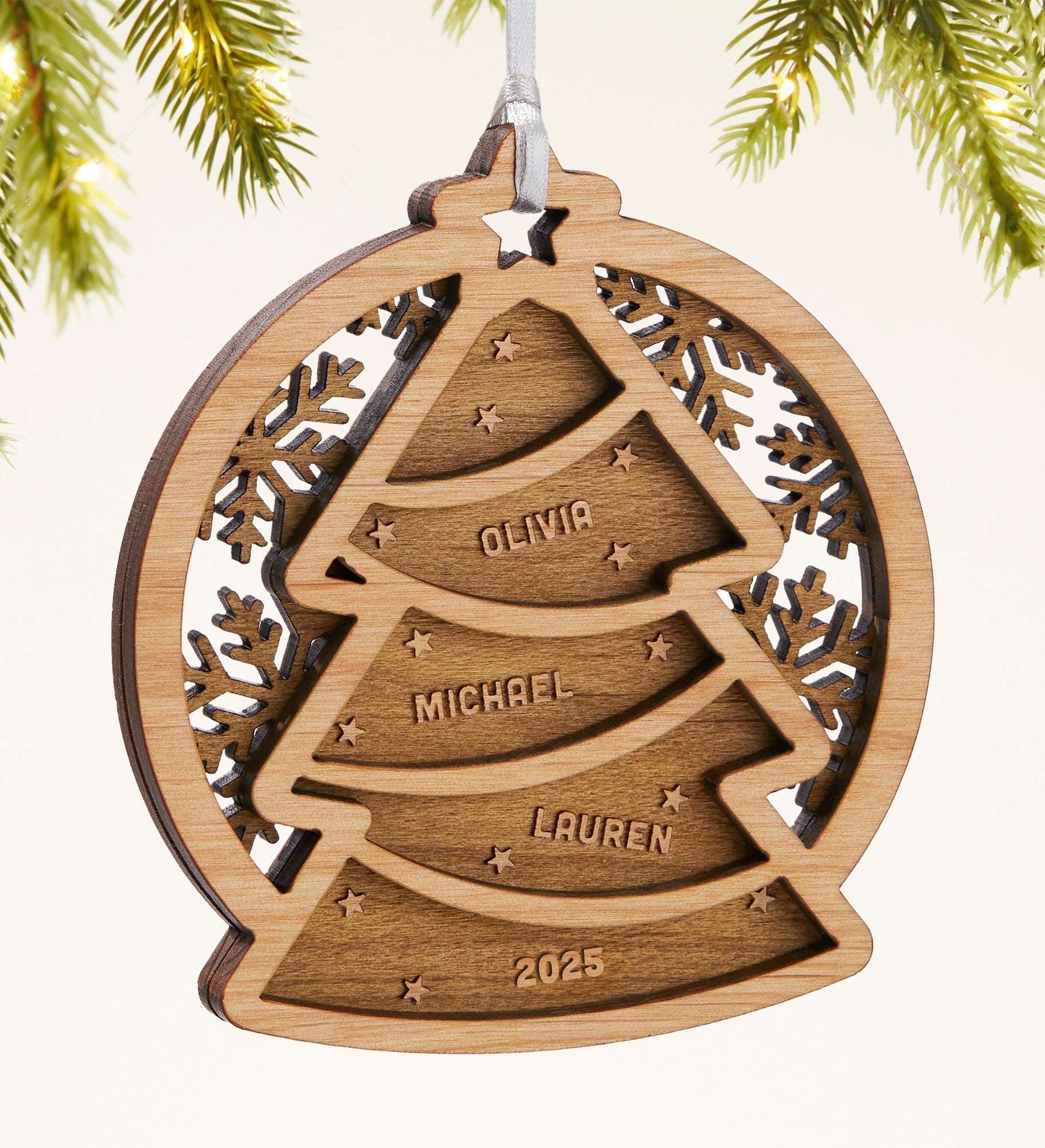 Family Tree Personalized 2 Piece Wood Ornament