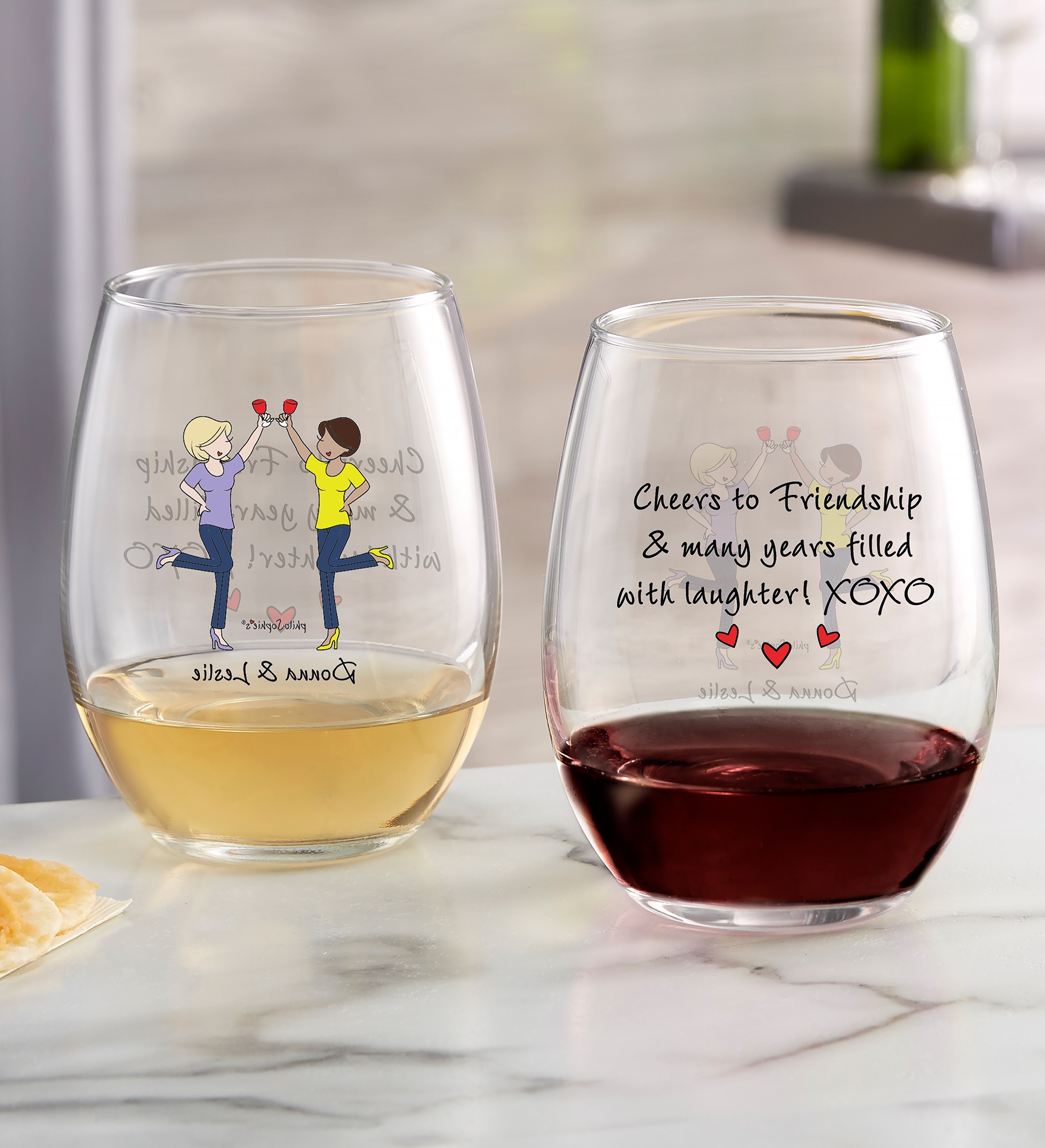 Cheers to Friendship philoSophie's® Personalized Wine Glasses