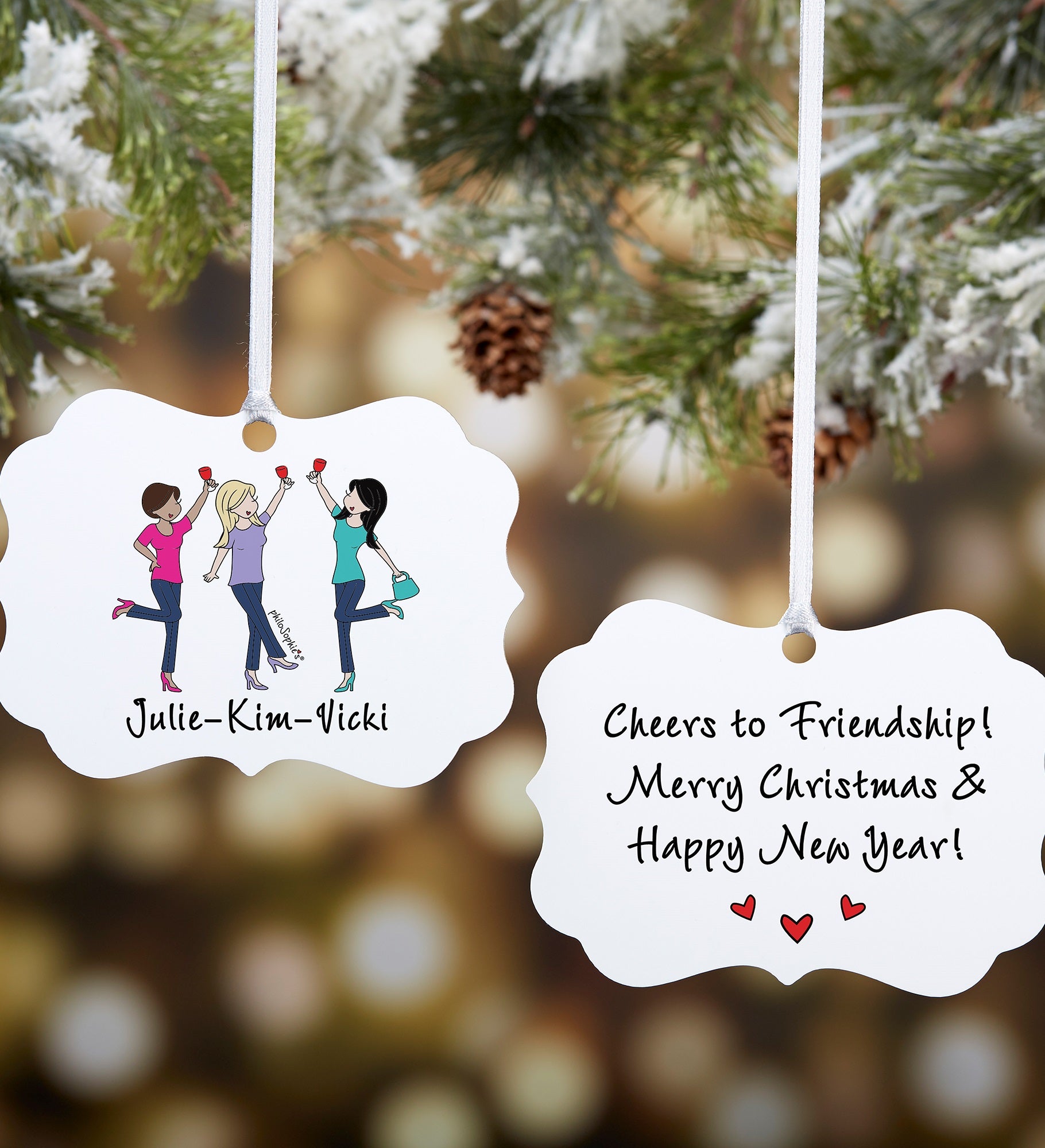 Cheers to Friendship philoSophie's® Personalized Metal Ornament