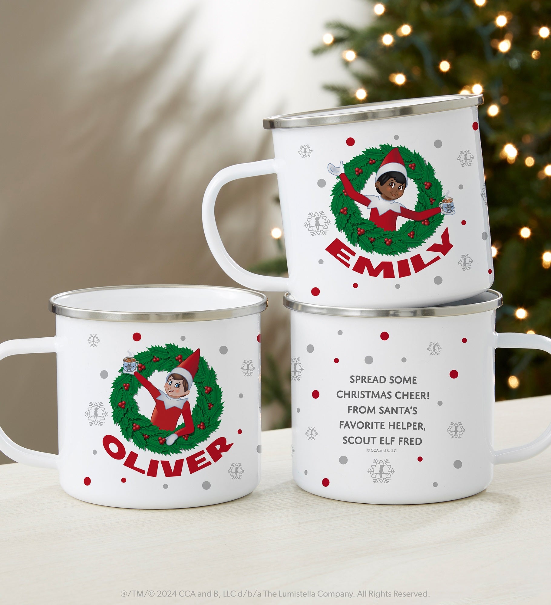 The Elf on the Shelf® Wreath Personalized Christmas Camp Mug