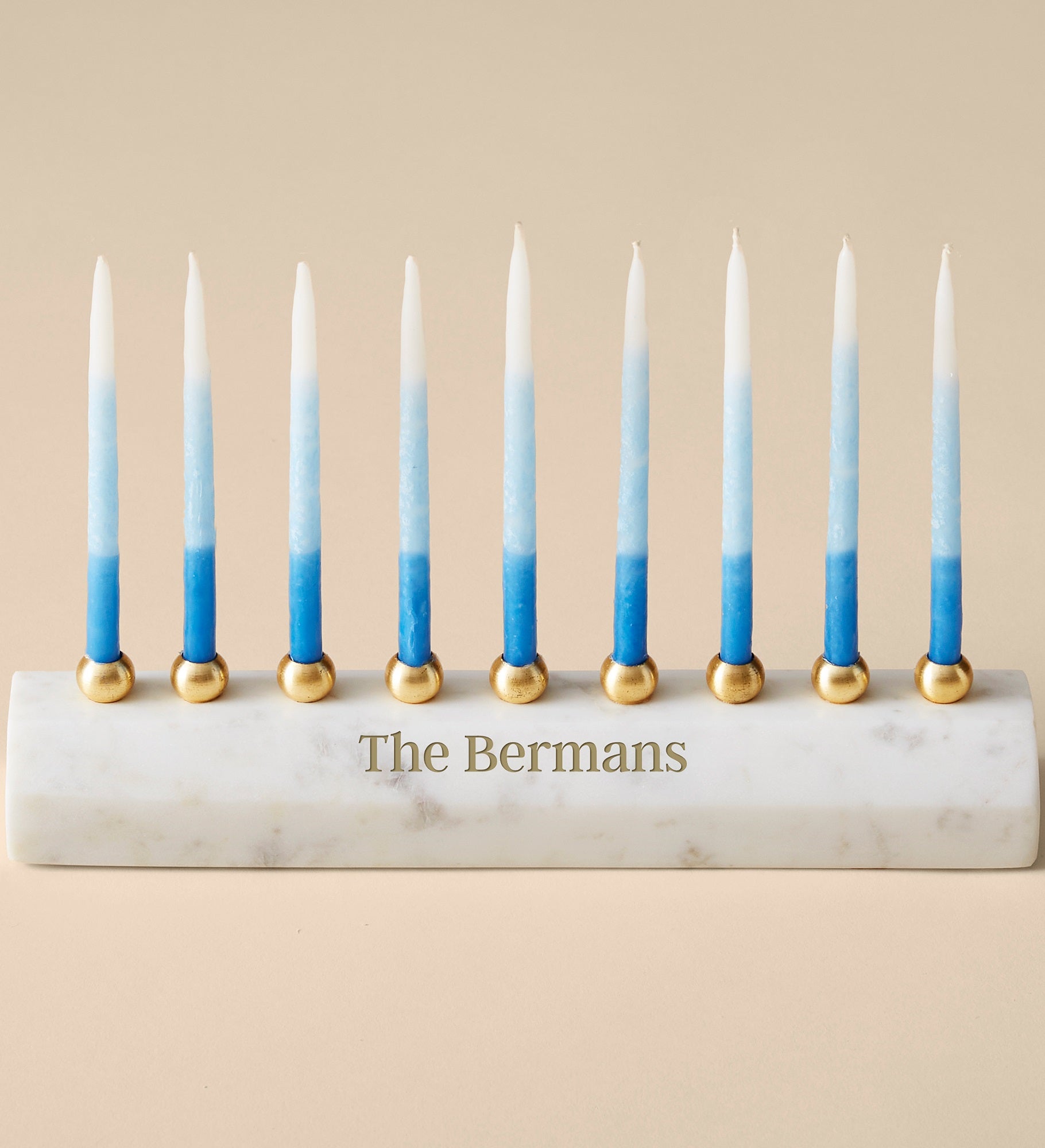 Engraved Faceted Marble Menorah