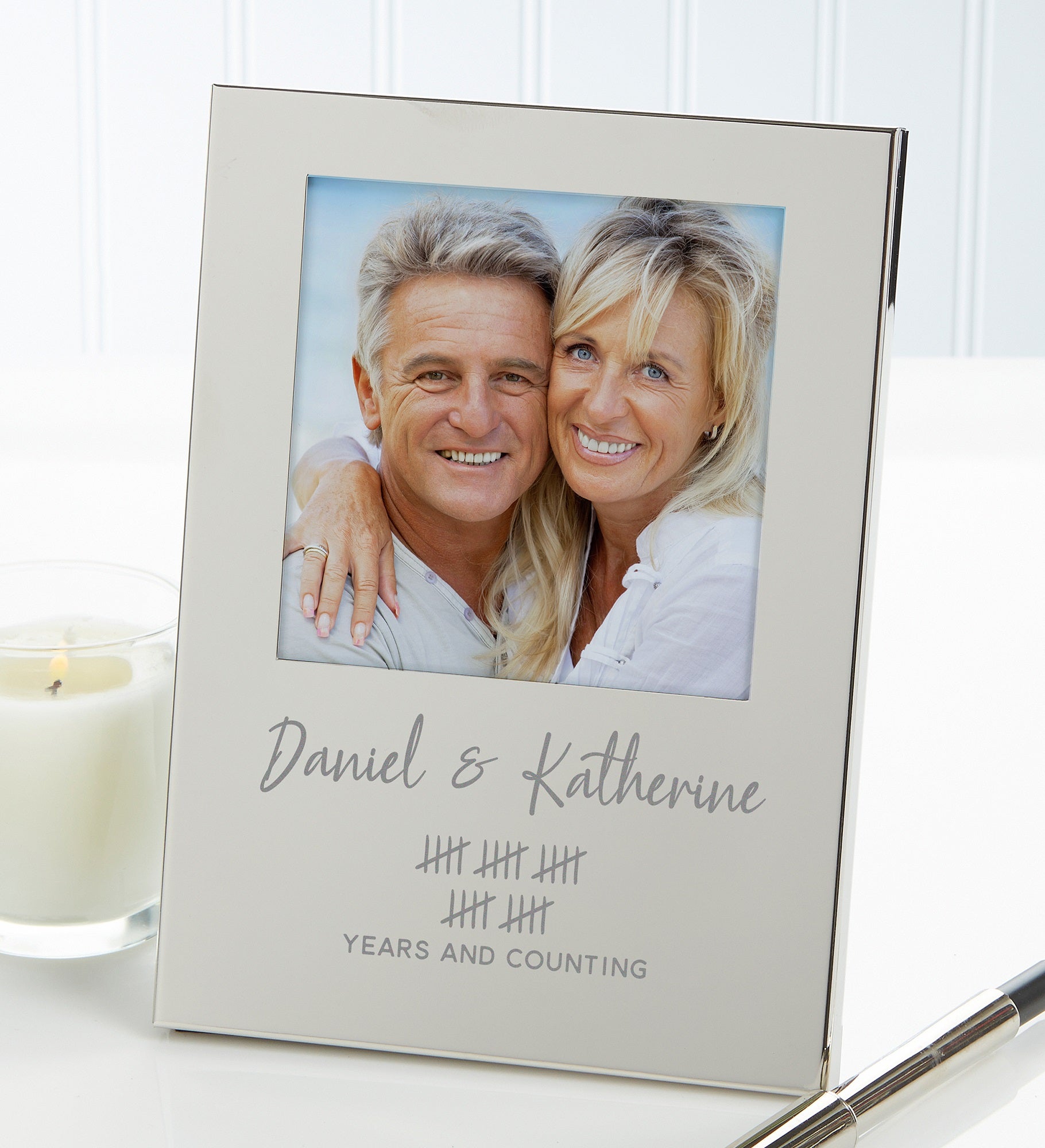 Anniversary Tally Engraved Silver Picture Frame