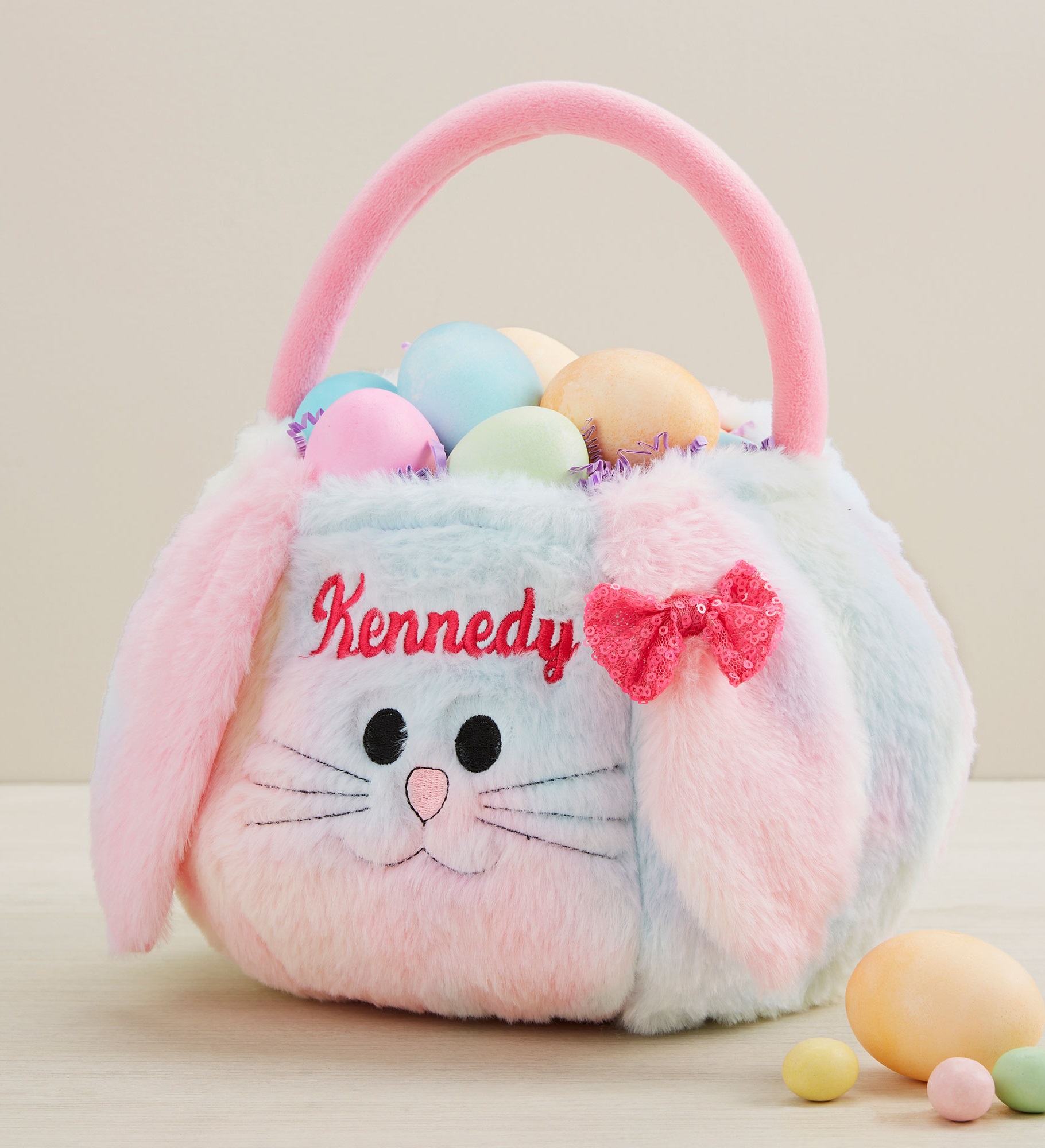 Rainbow Bunny Embroidered Easter Treat Bag