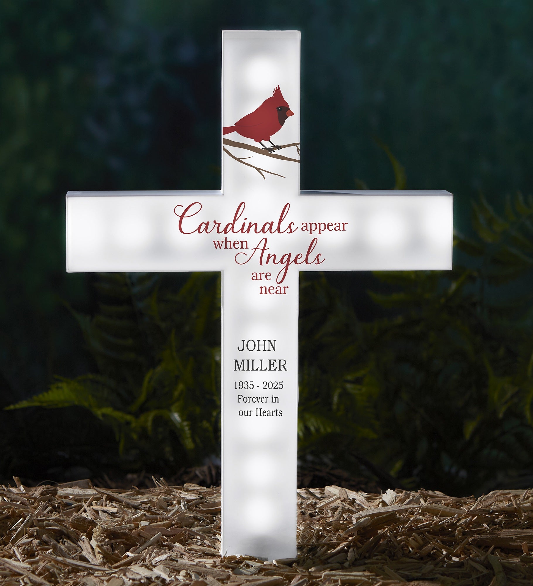 Cardinal Memorial Personalized Solar Outdoor Garden Stake