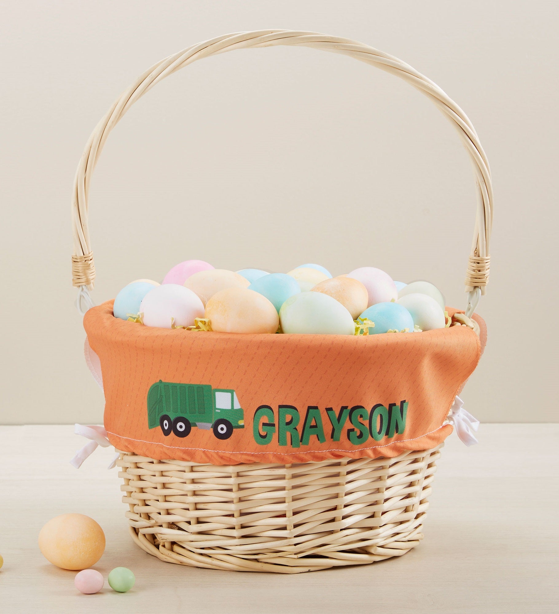 Construction & Monster Trucks Personalized Easter Basket with Folding Handle