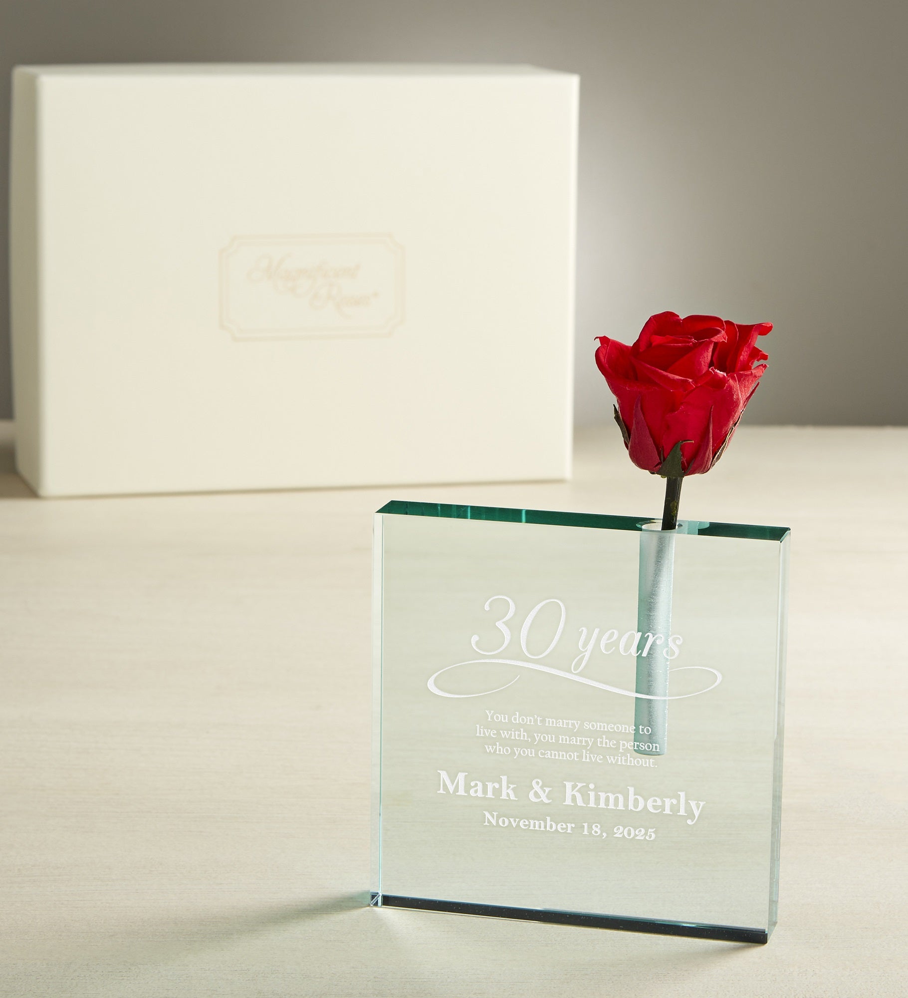 Magnificent Roses® Personalized Happy Anniversary Bud Vase