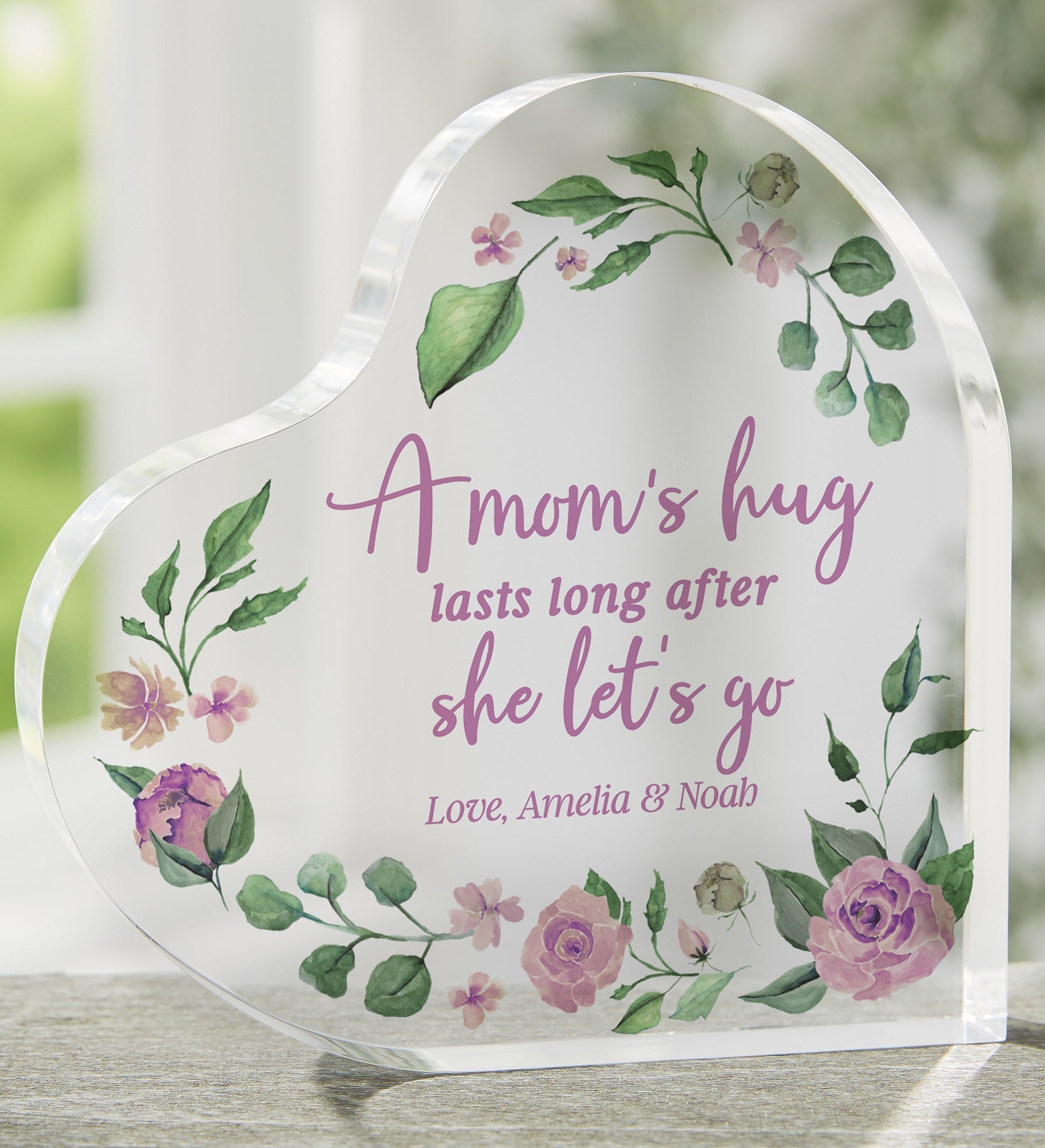 A Mom's Hug Personalized Colored Heart Keepsake