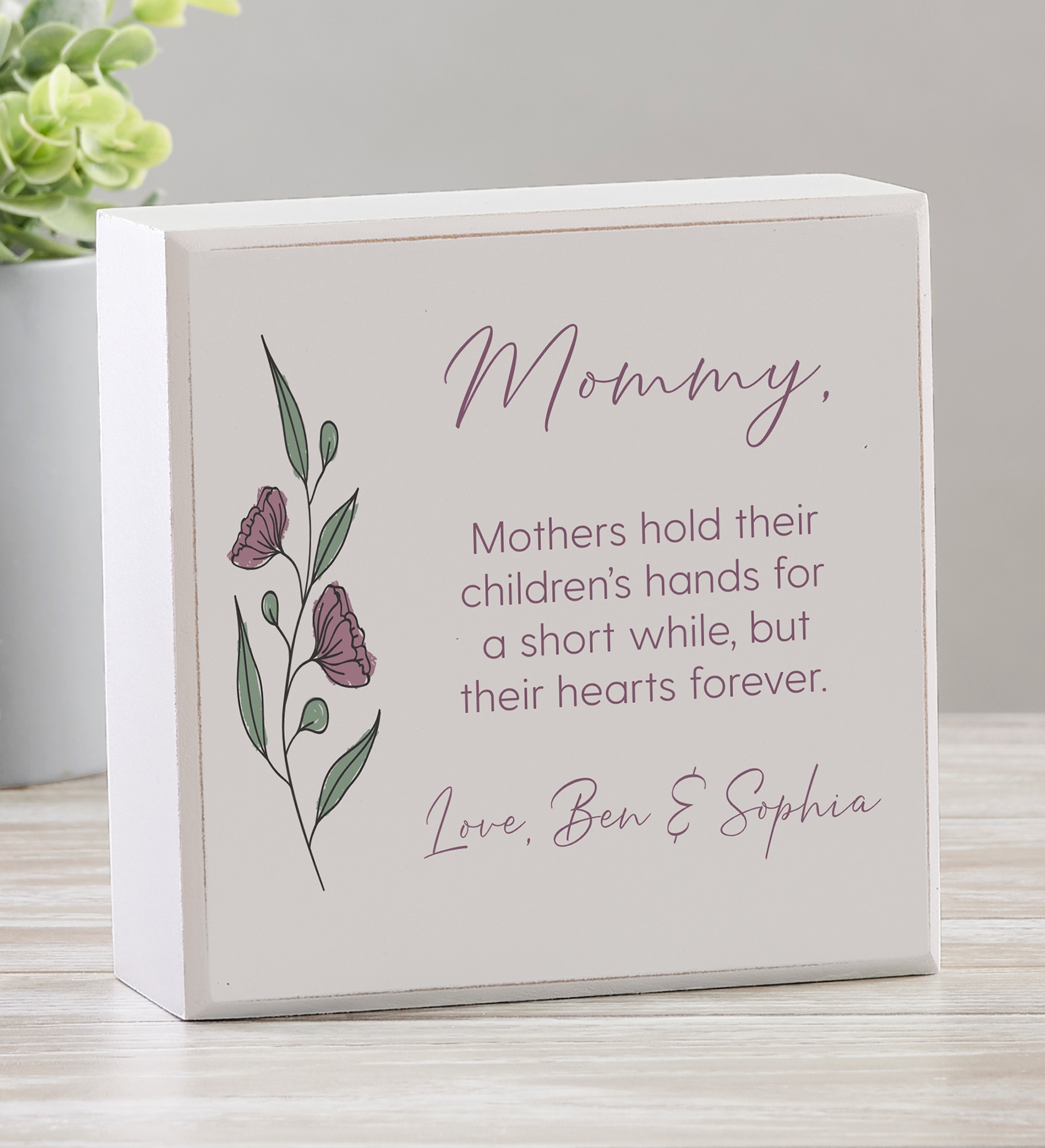 Floral Message for Mom Personalized Photo Shelf Block