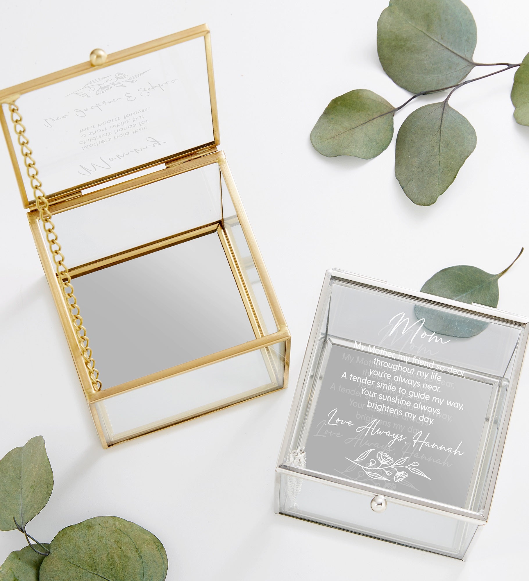 Floral Message For Mom Personalized Glass Jewelry Box