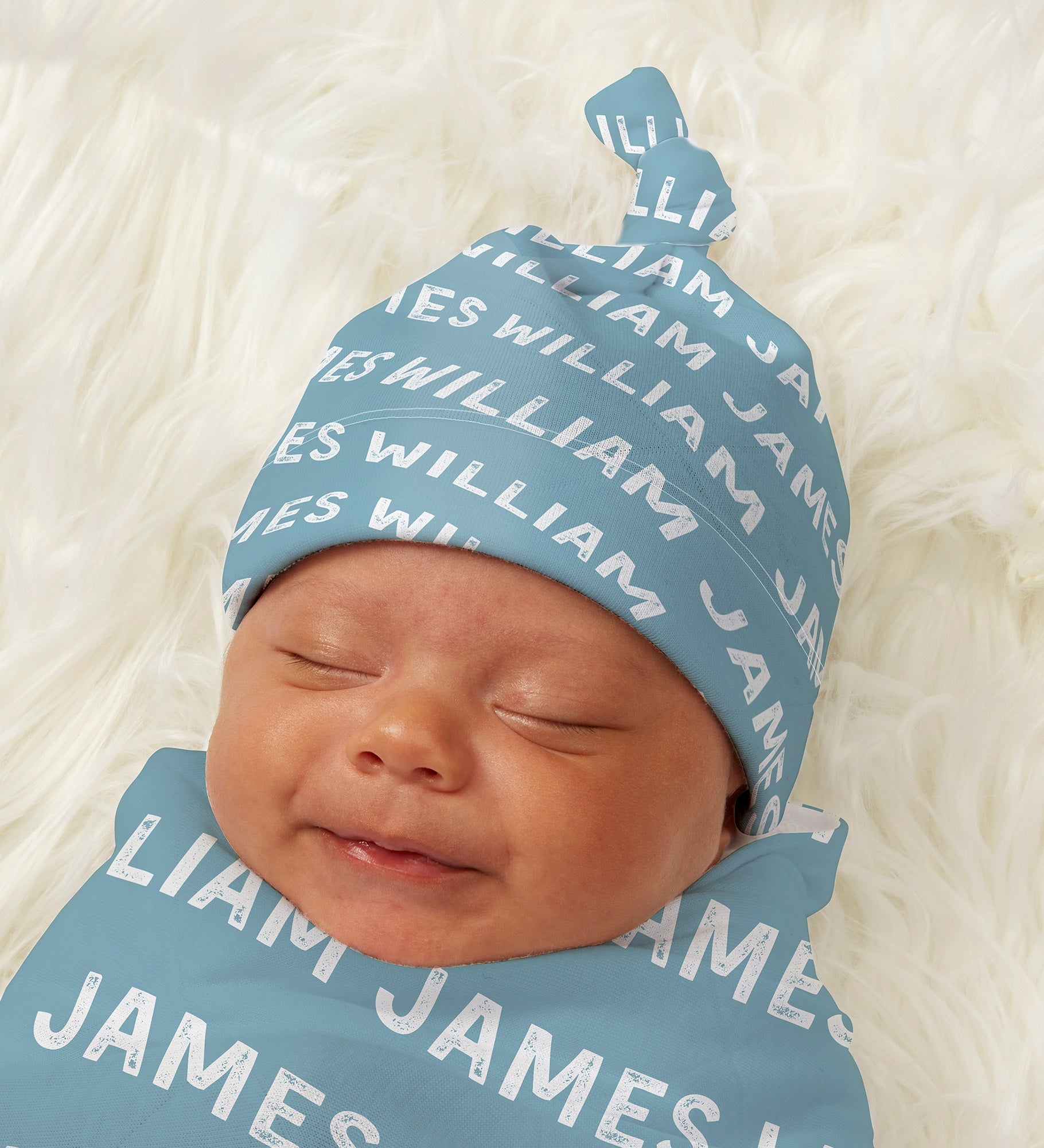 Playful Name Personalized Baby Hat & Receiving Blanket Set