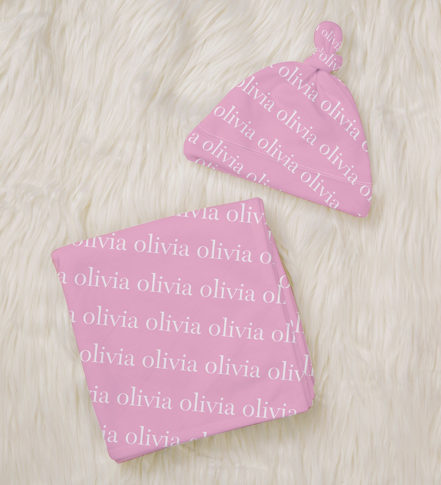 Playful Name Personalized Baby Hat & Receiving Blanket Set
