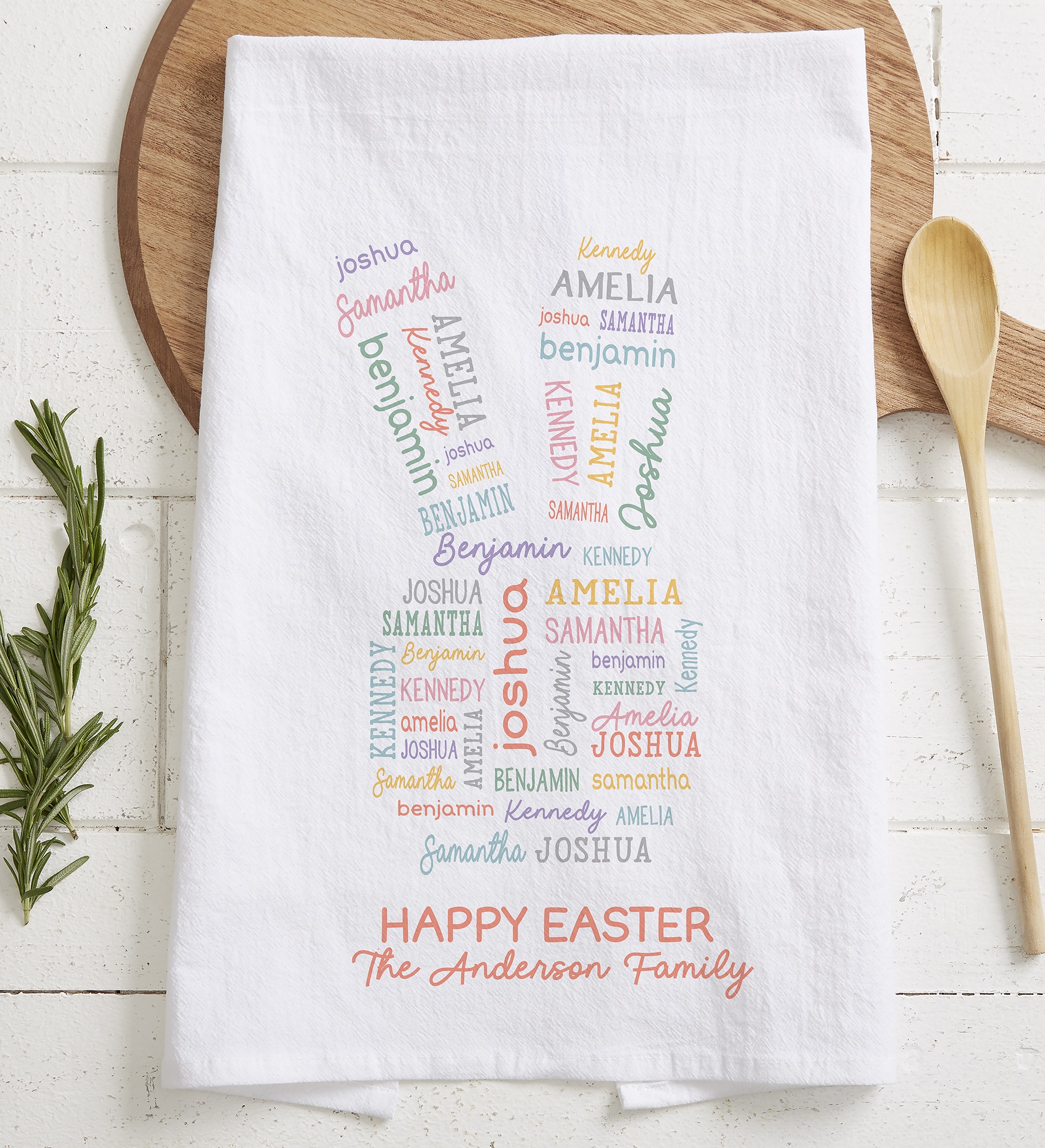 Easter Bunny Repeating Name Personalized Flour Sack Towel